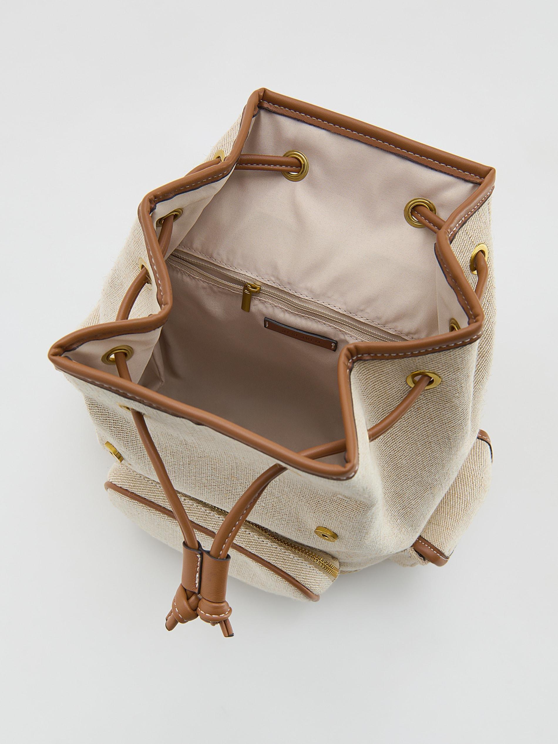 Brown Jacquard Backpack, Brown, large image number 2