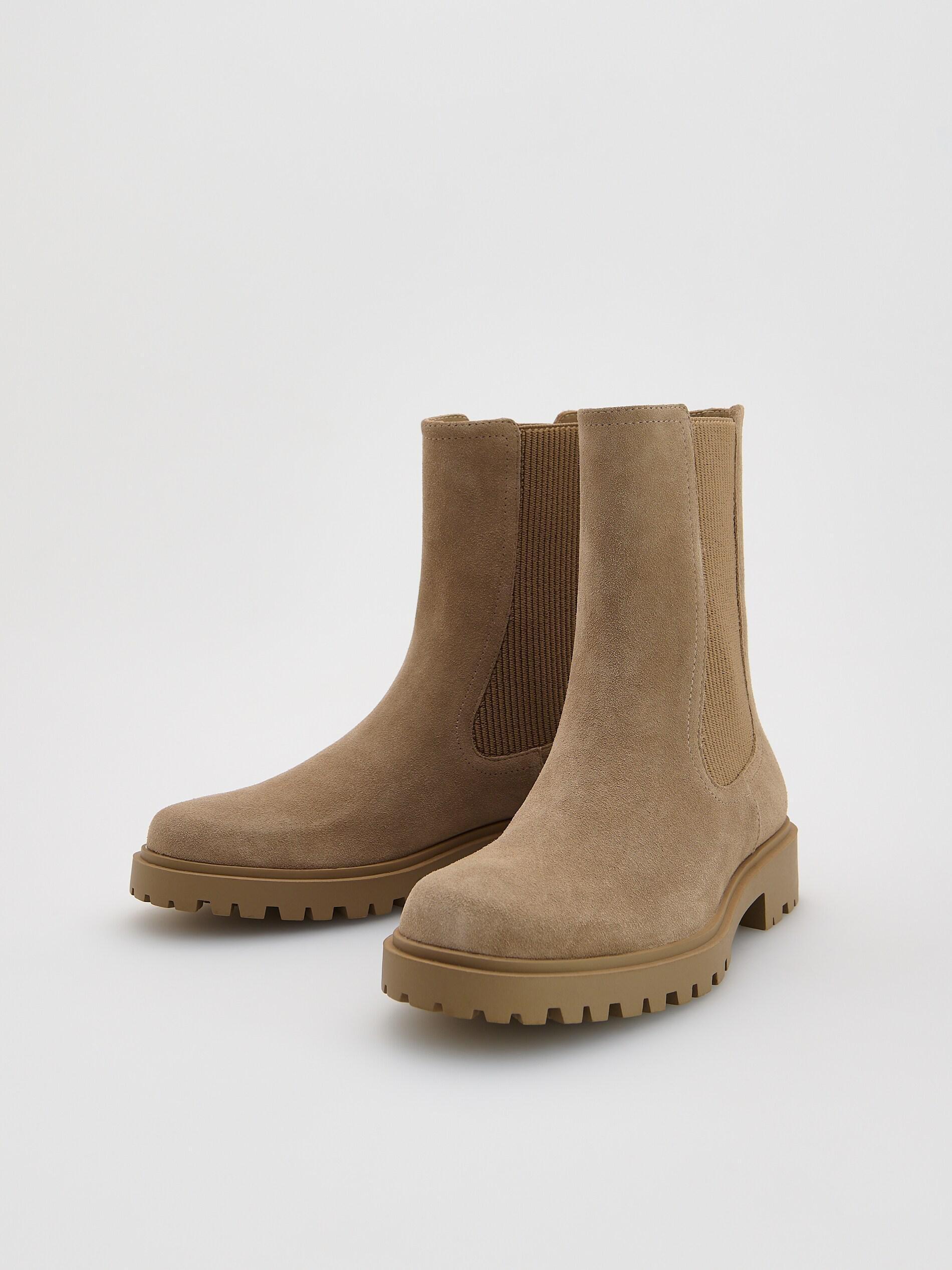 Beige Leather Ankle Boots, Beige, large image number 1