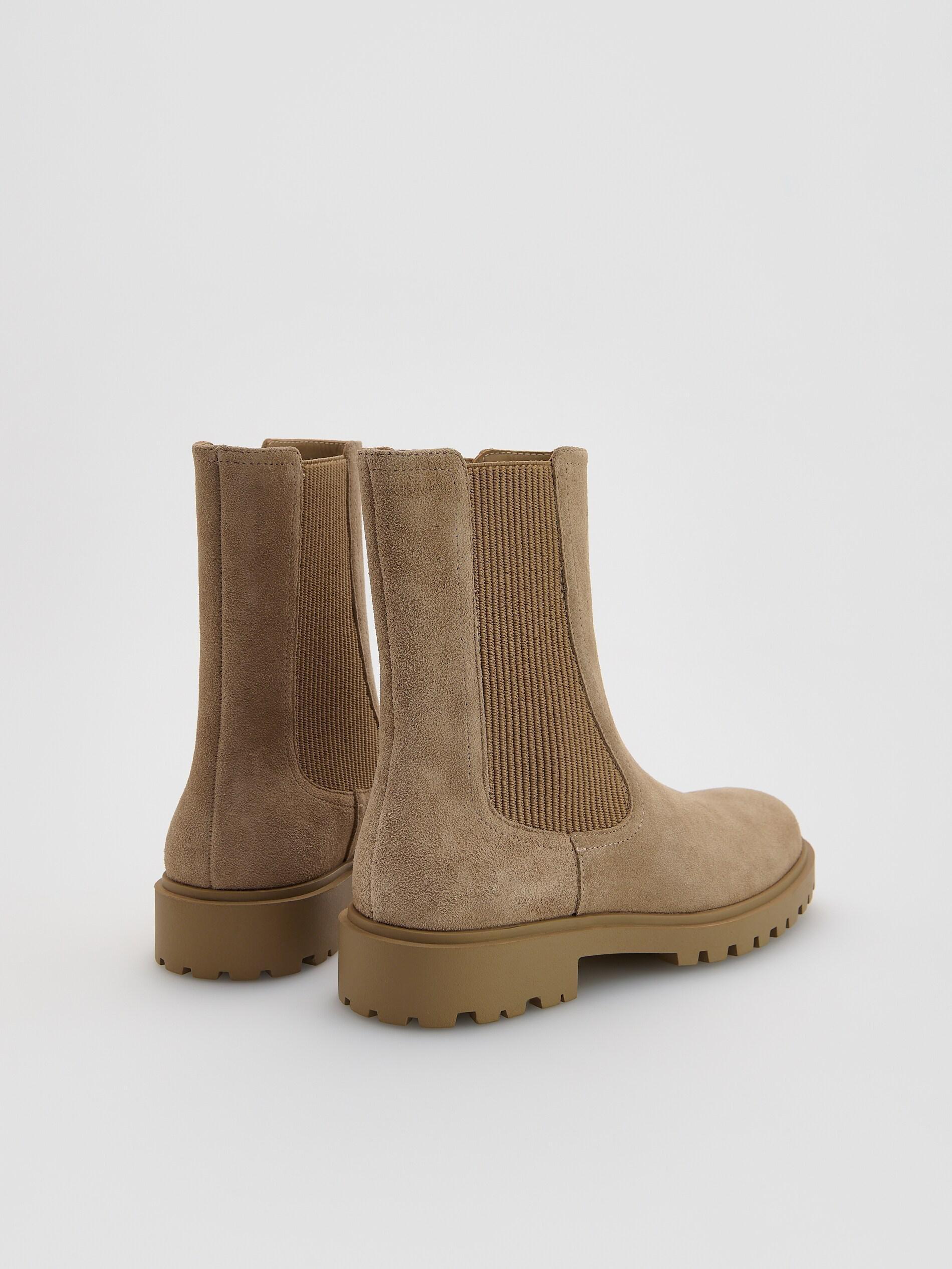 Beige Leather Ankle Boots, Beige, medium