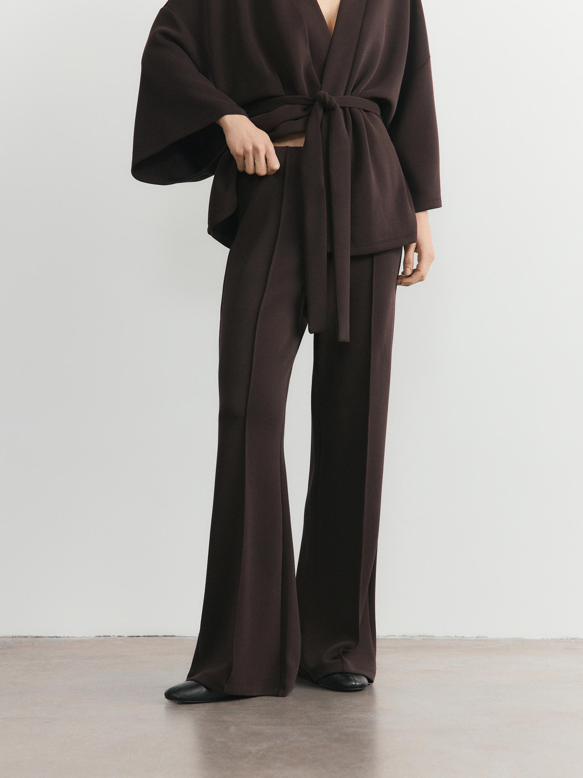 Brown Loose Modal Blend Trousers, Brown, large image number 0