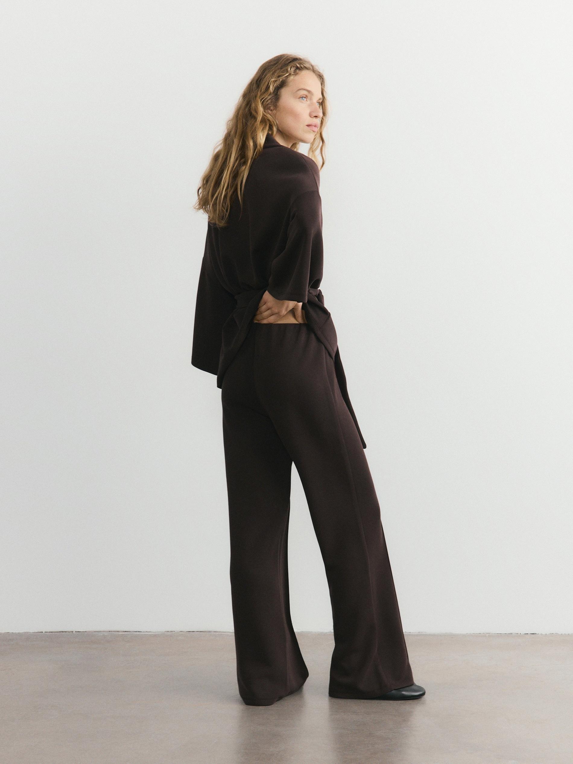 Brown Loose Modal Blend Trousers, Brown, medium