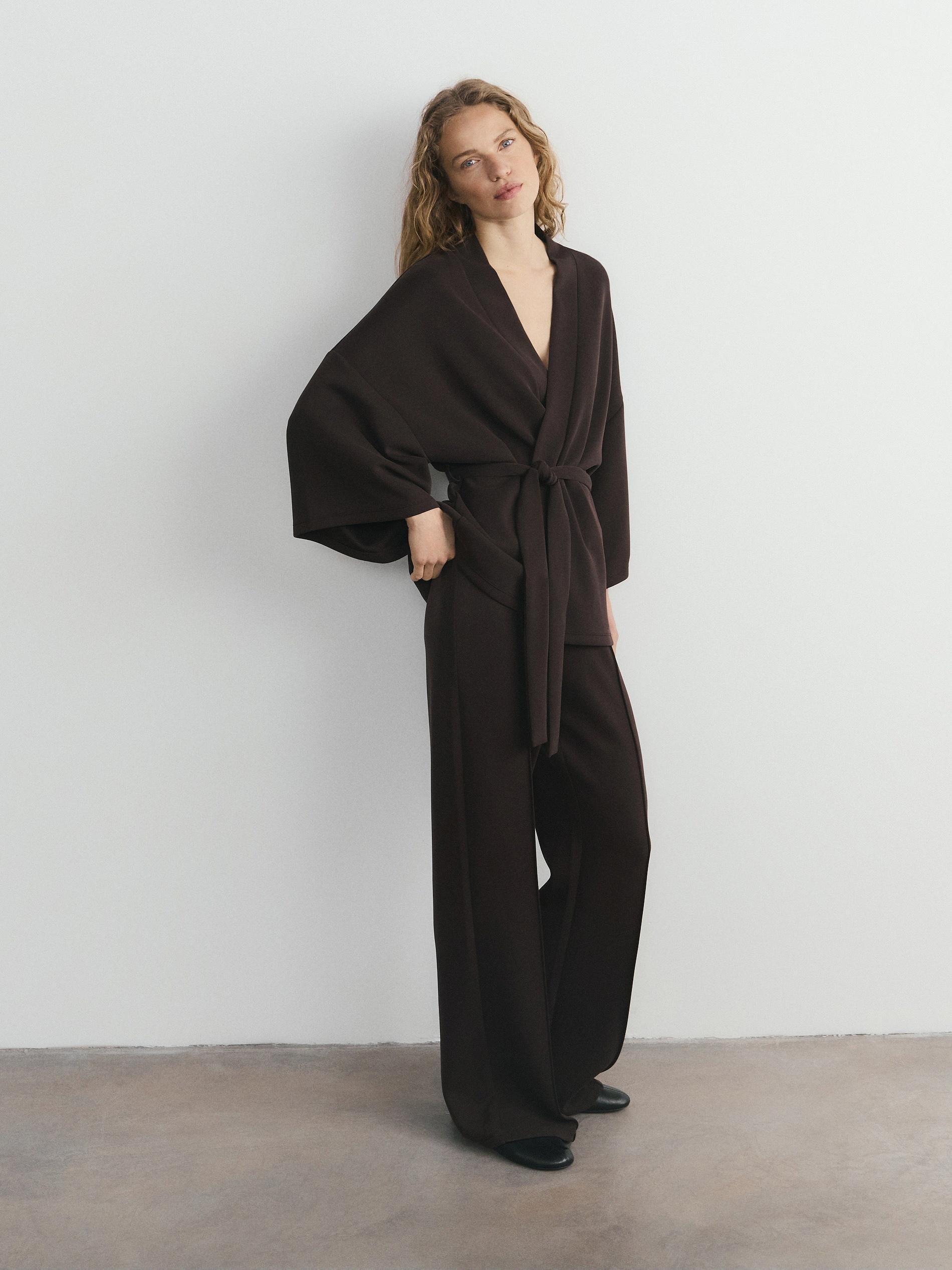 Brown Loose Modal Blend Trousers, Brown, medium