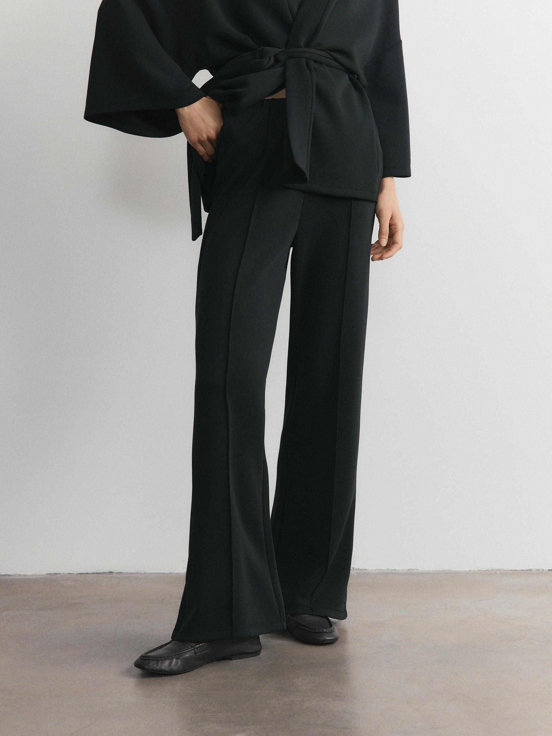 Black Loose Modal Blend Trousers, Black, medium