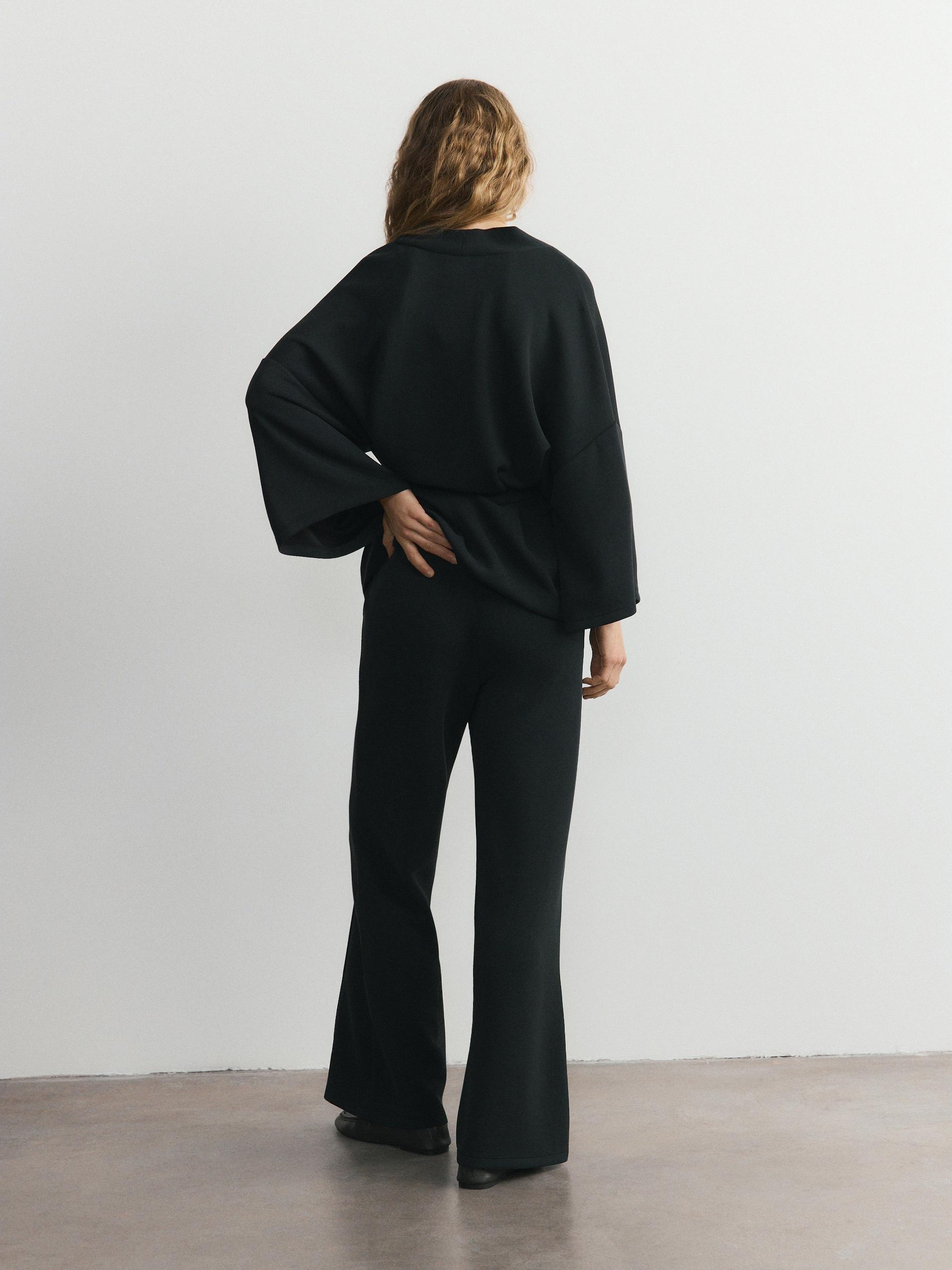 Black Loose Modal Blend Trousers, Black, large image number 3