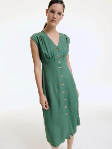 Olive Linen Blend Dress