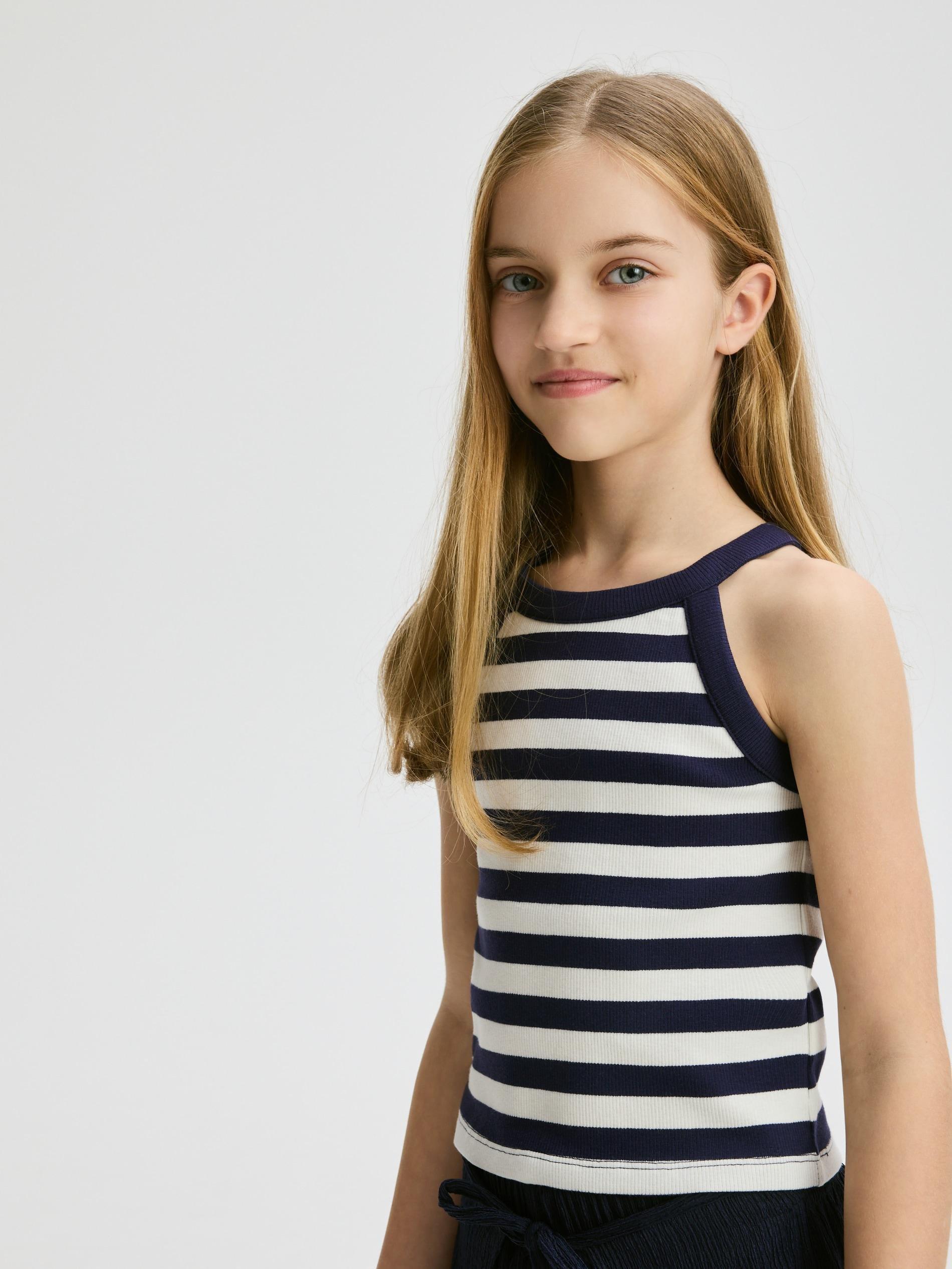 Navy Stripe Top, Navy, large image number 3