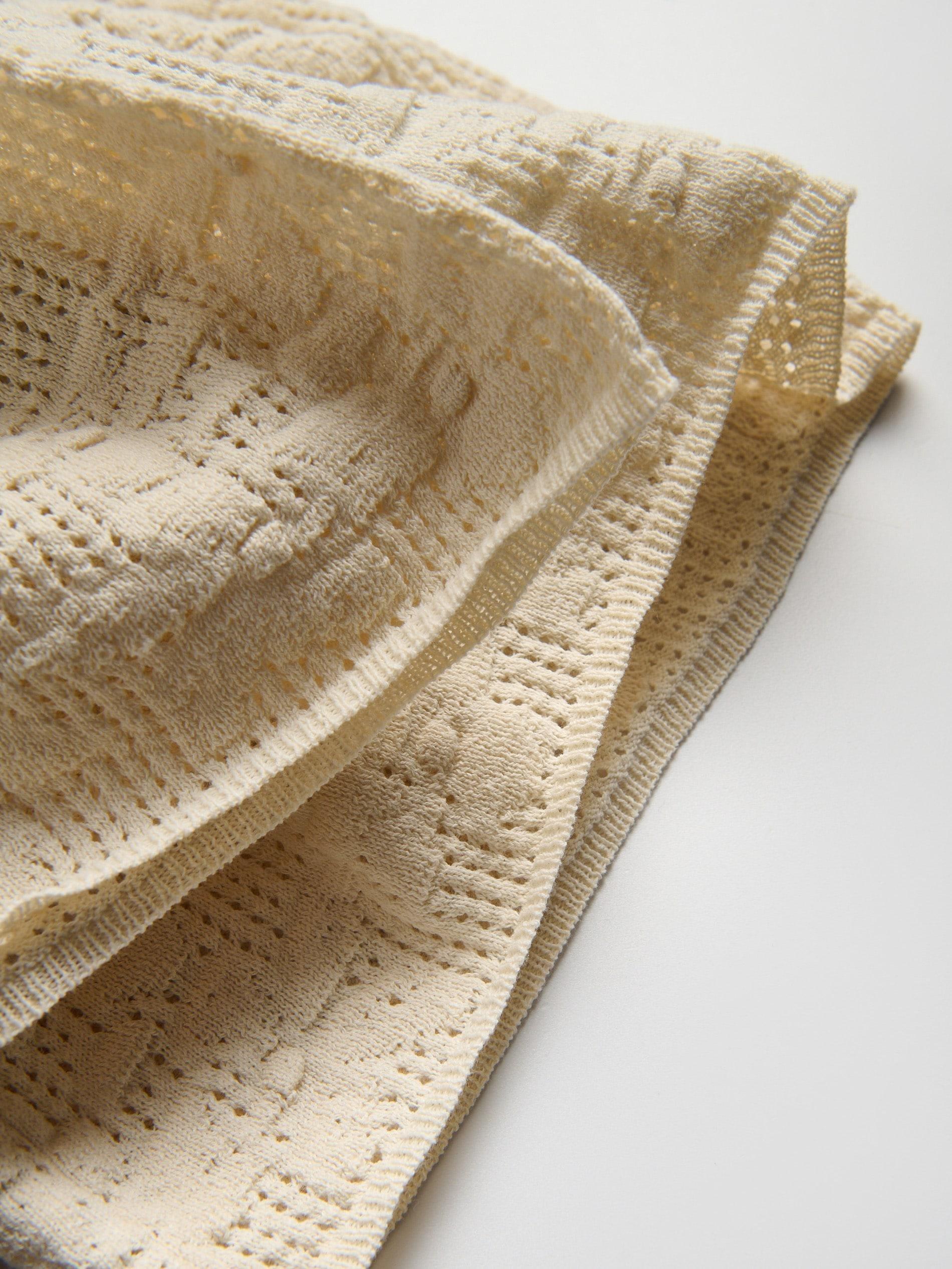 Beige Openwork Cotton Trousers, Ivory, large image number 5