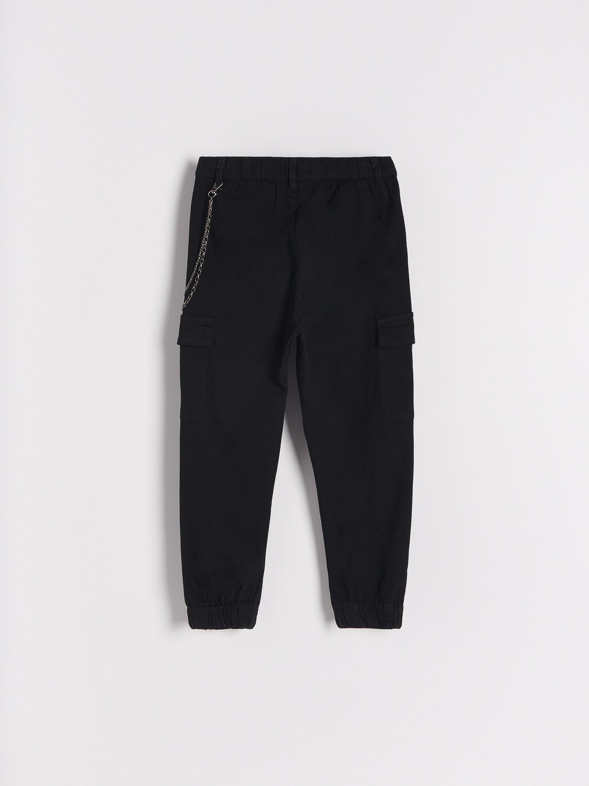 Black Cargo Trousers With Chain Detail, Kids Girls, , large image number 1