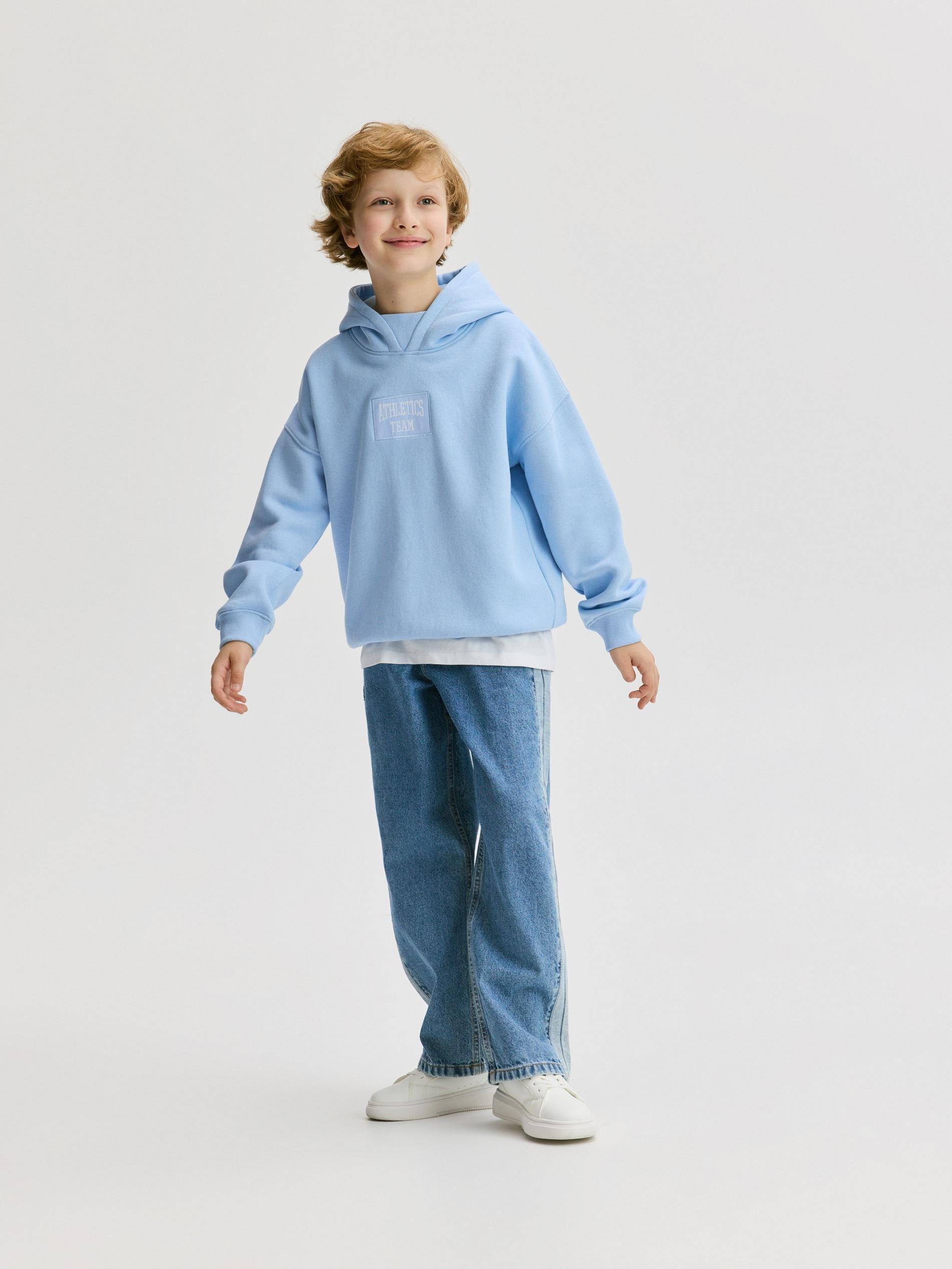 سويت شيرت قطن مع رقعة أزرق, Blue, large image number 3