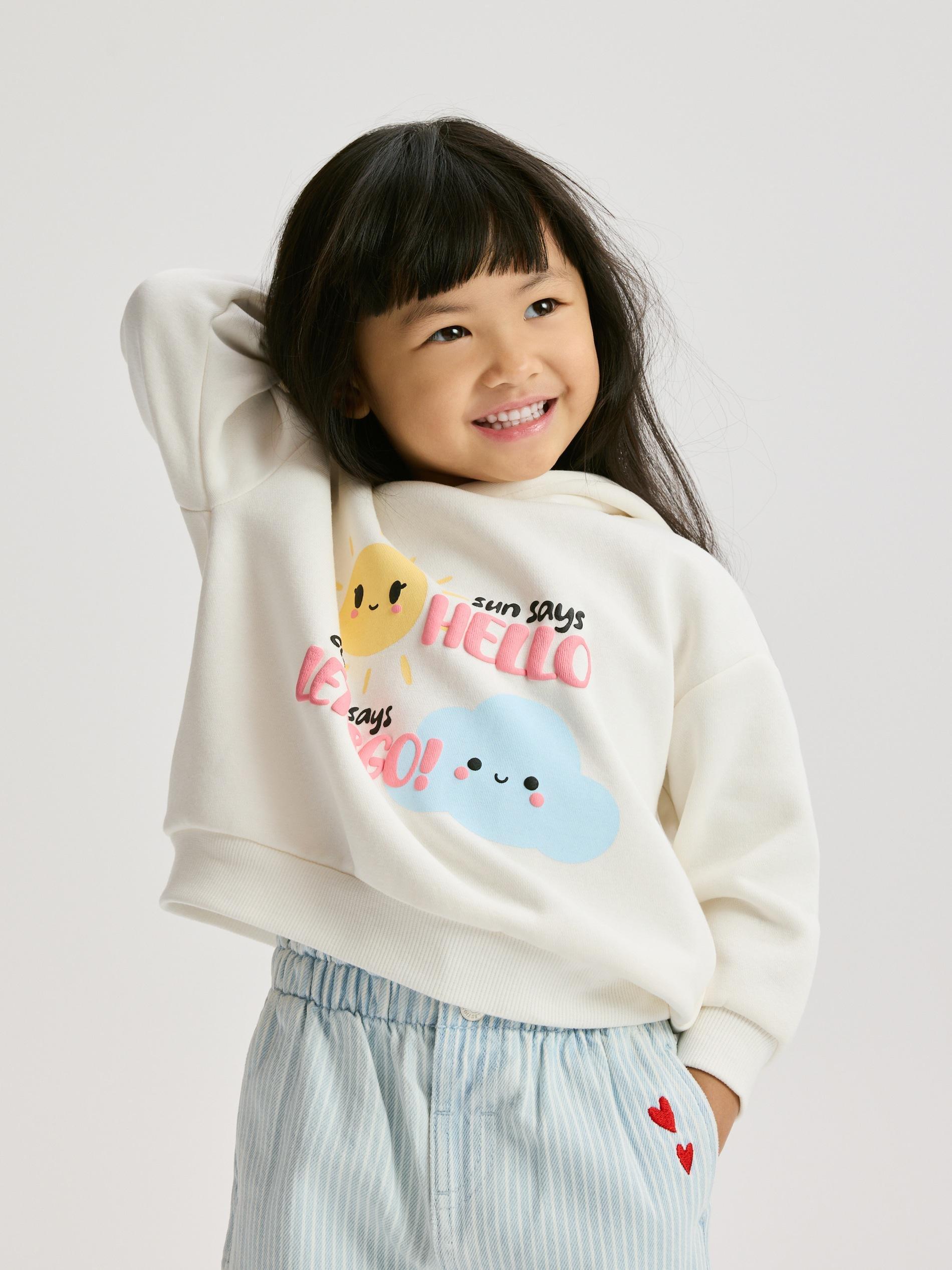 Cream Printed Sweatshirt, Ivory, medium