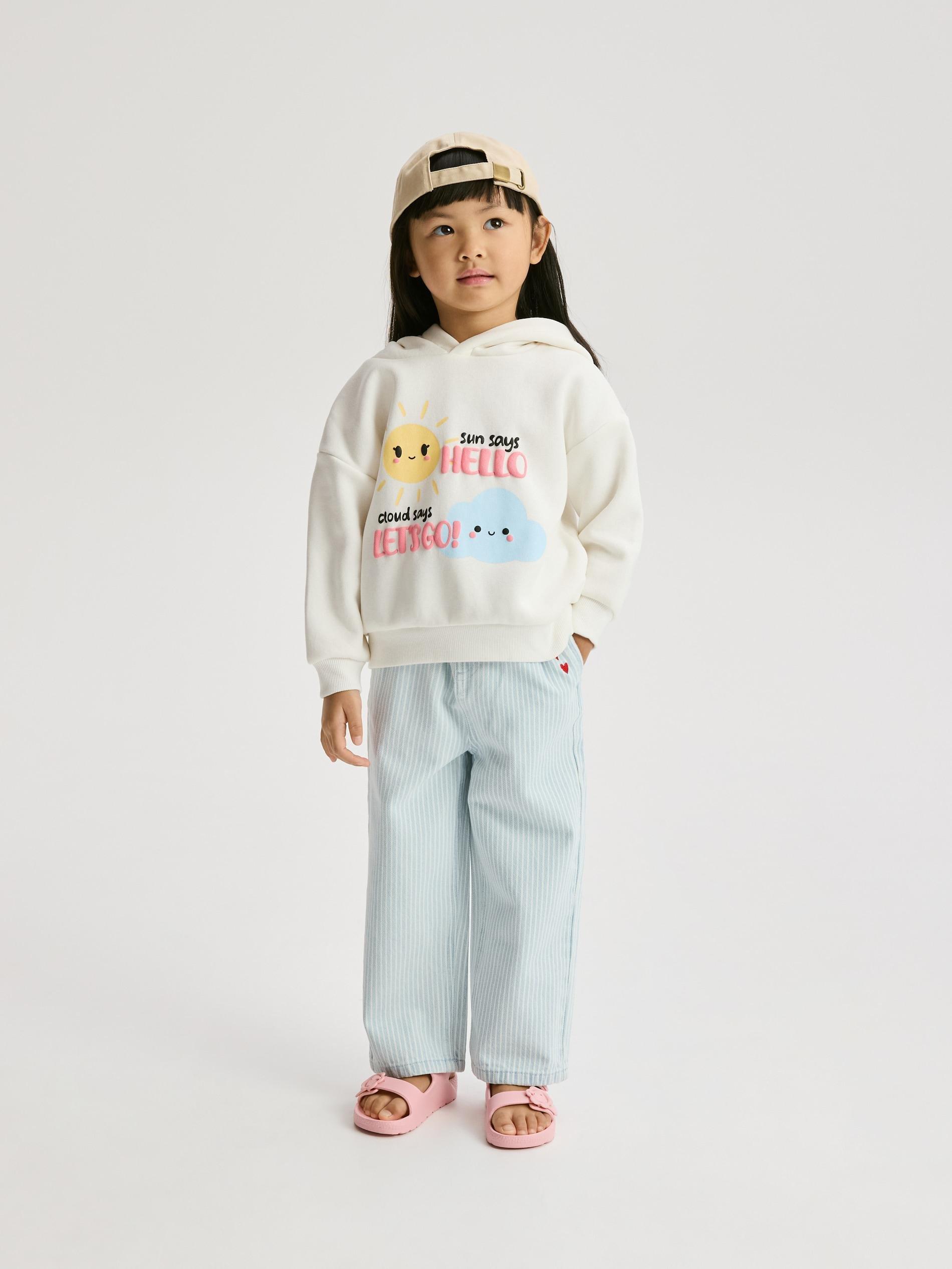 Cream Printed Sweatshirt, Ivory, large image number 6