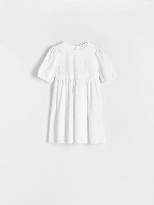 Cream Floral Pattern Dress, Kids Girls, , large image number 1