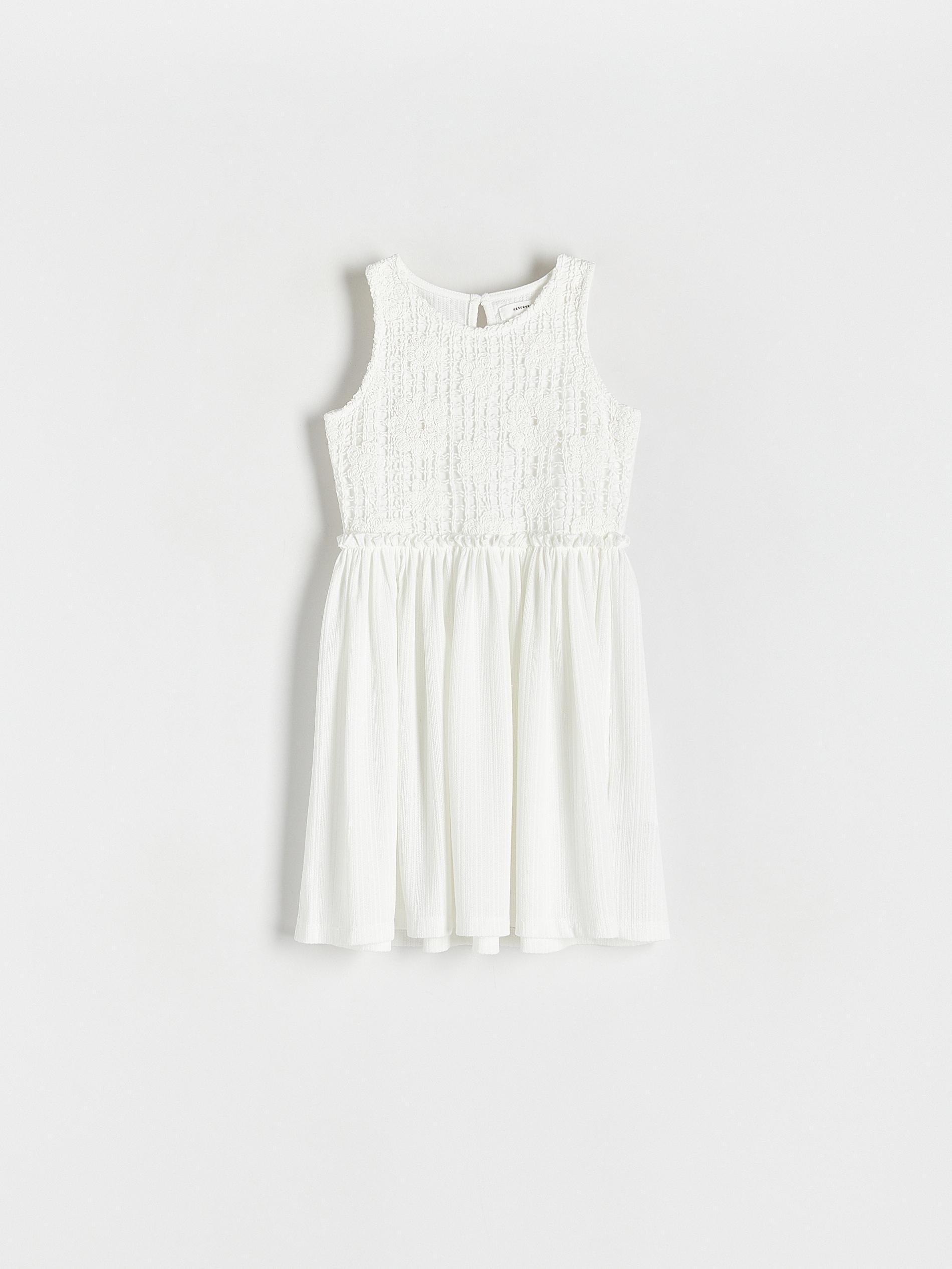 White Cotton Dress, Kids Girls, , large image number 0