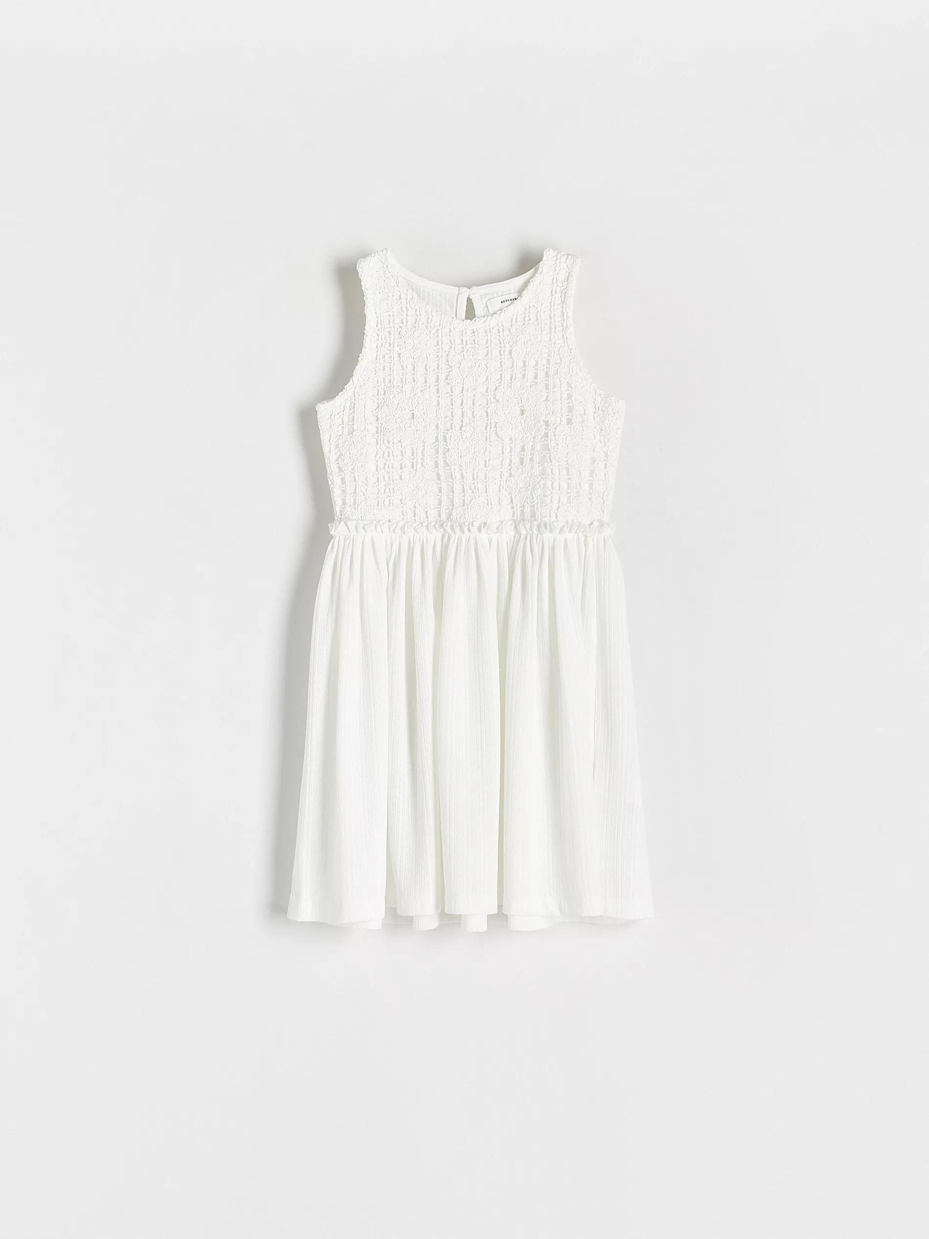 White Cotton Dress, Kids Girls, , large image number 3
