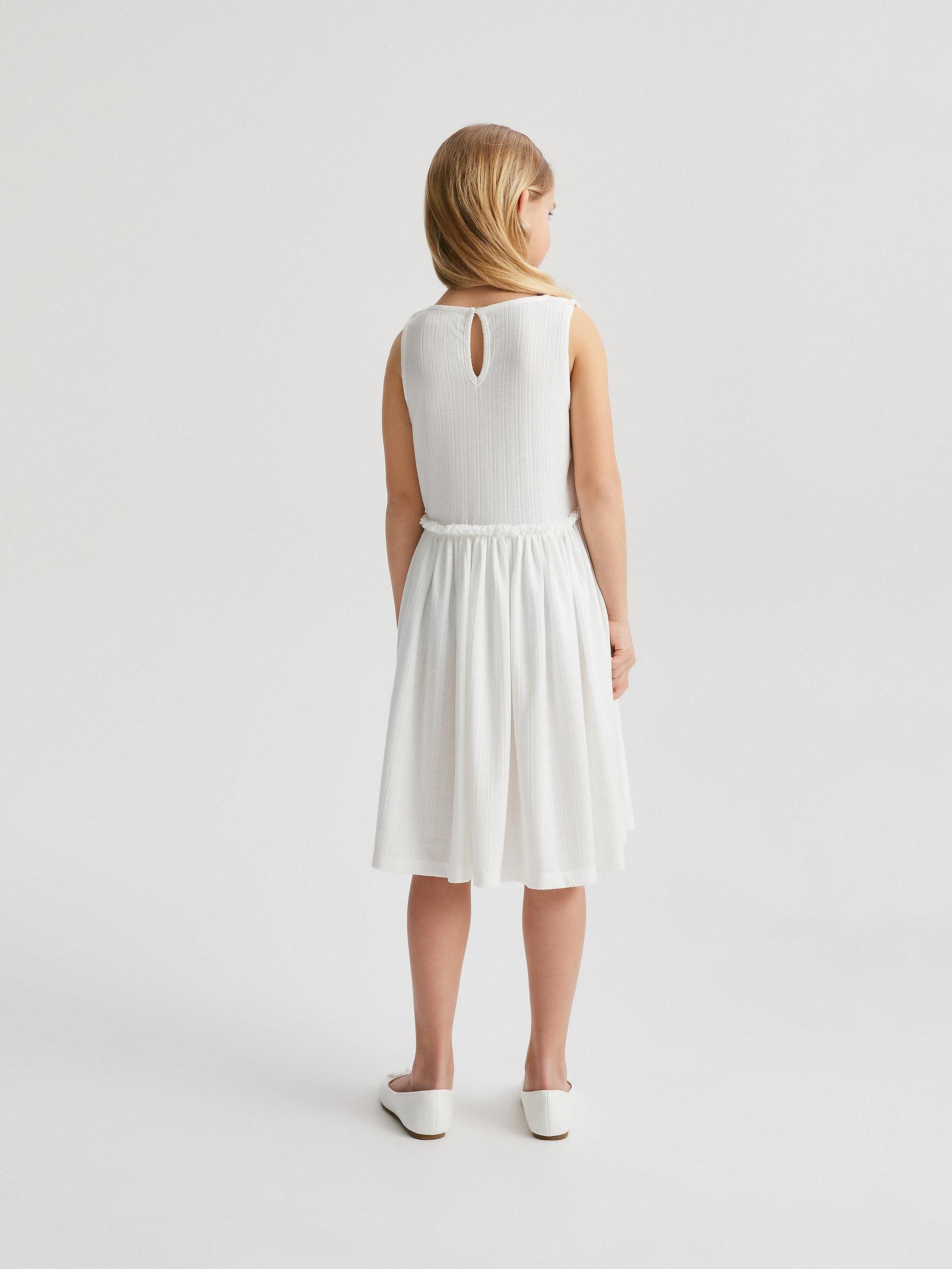 White Cotton Dress, Kids Girls, , large image number 6