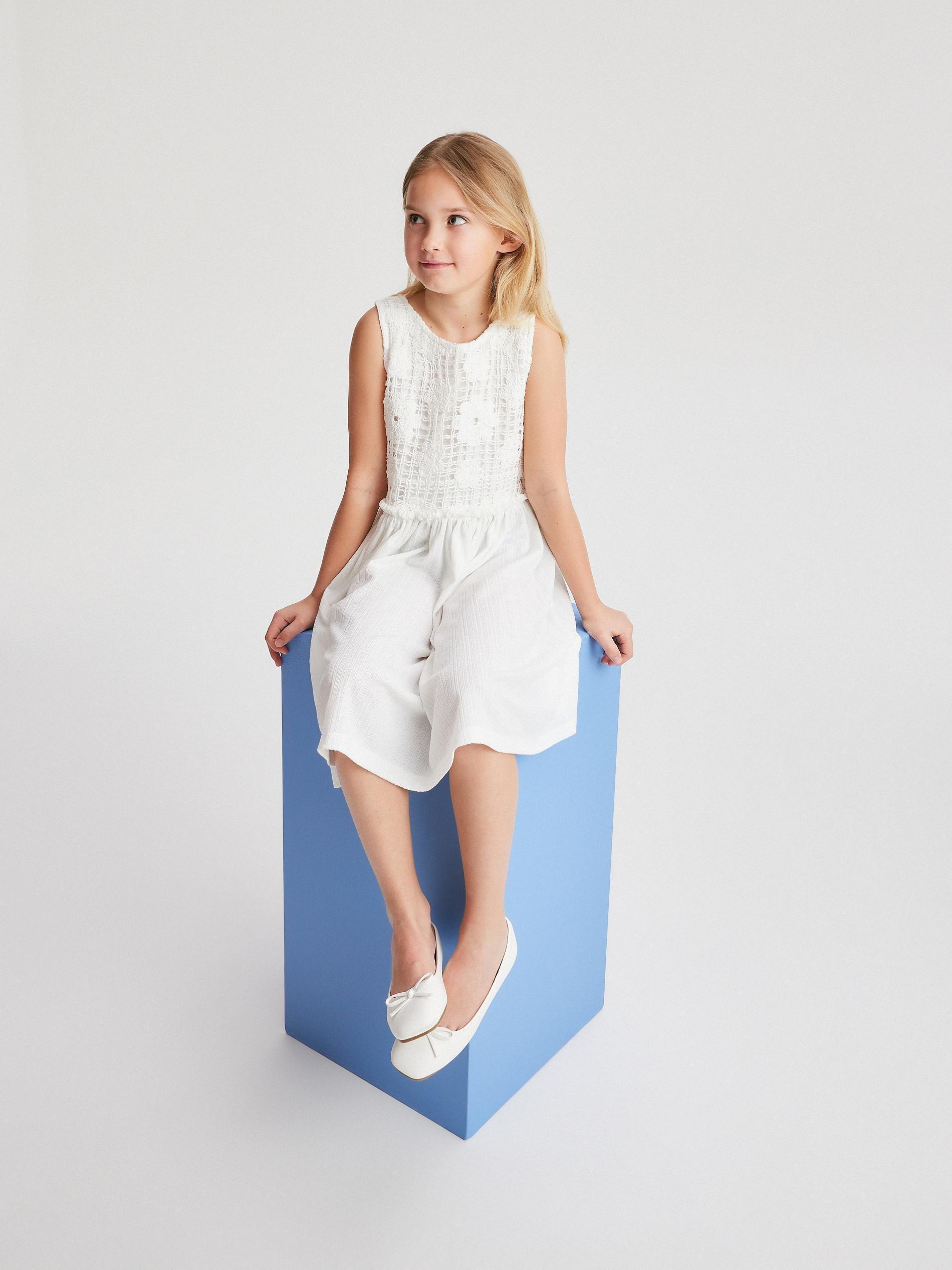 White Cotton Dress, Kids Girls, , large image number 8