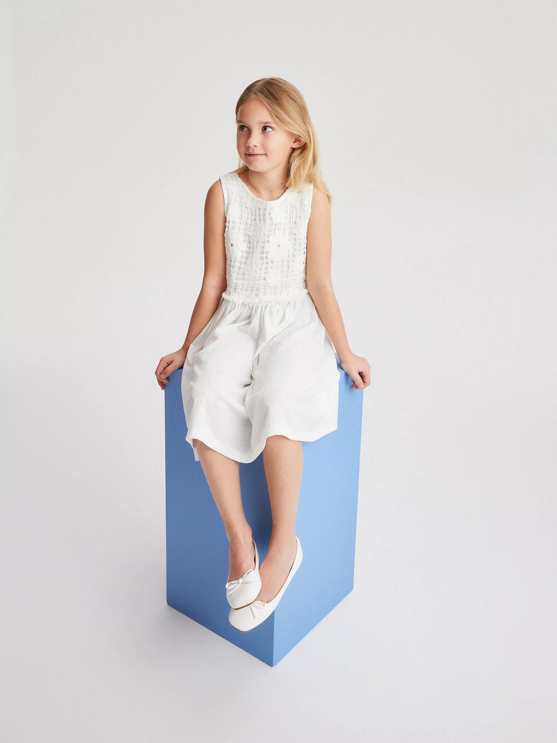 White Cotton Dress, Kids Girls, , large image number 9