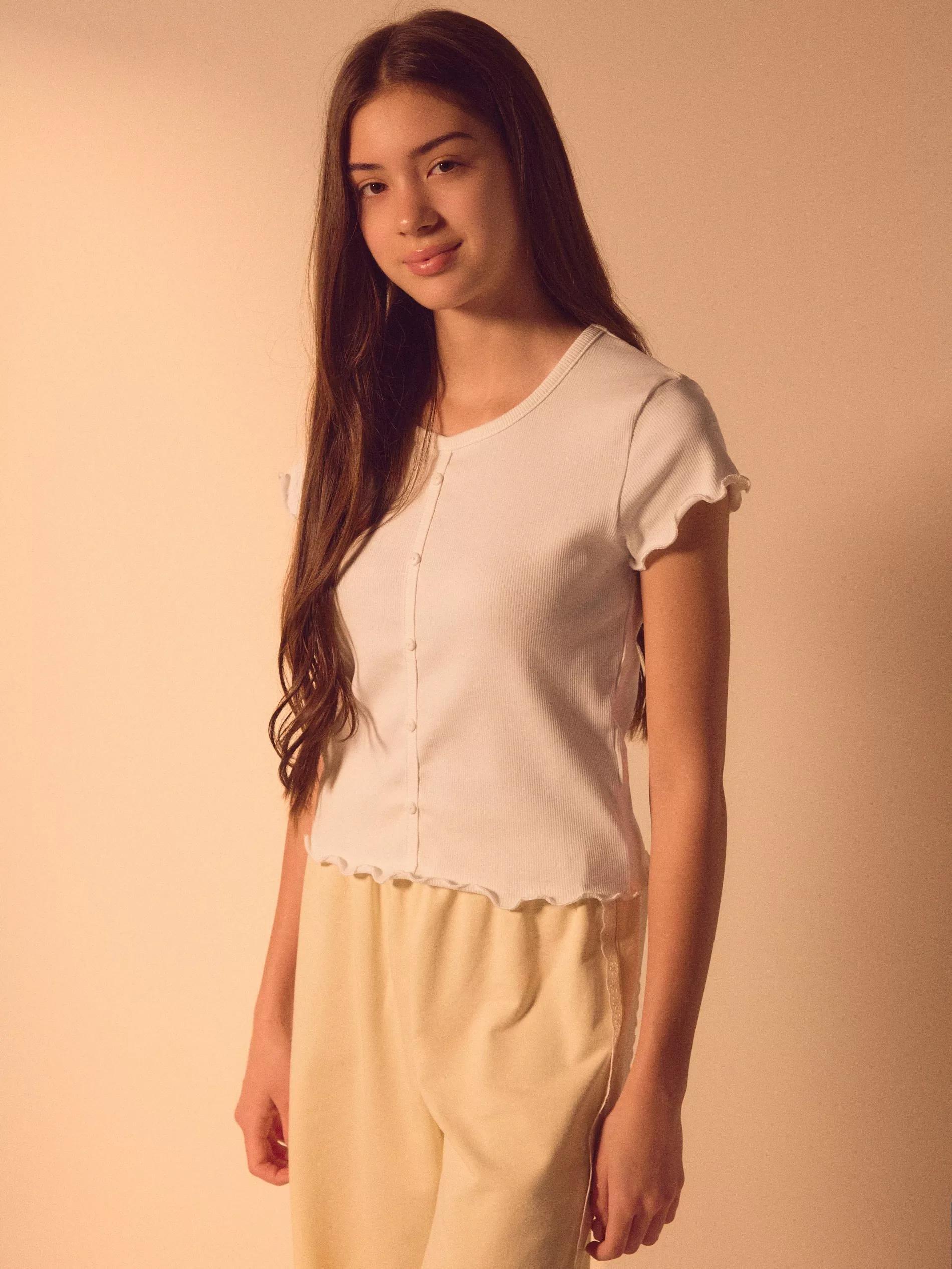 T-shirt with buttons, Ivory, large image number 2
