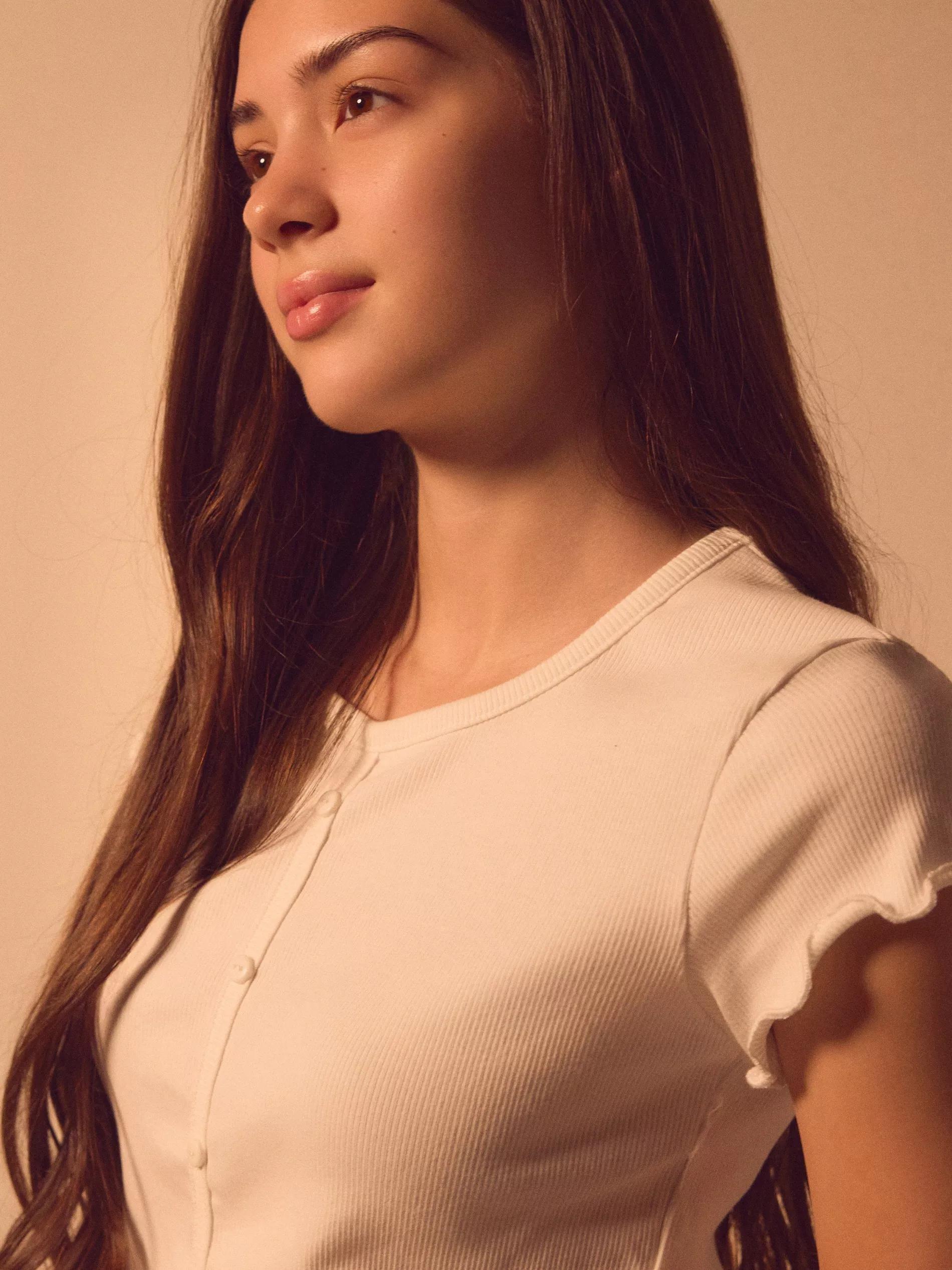 T-shirt with buttons, Ivory, large image number 3