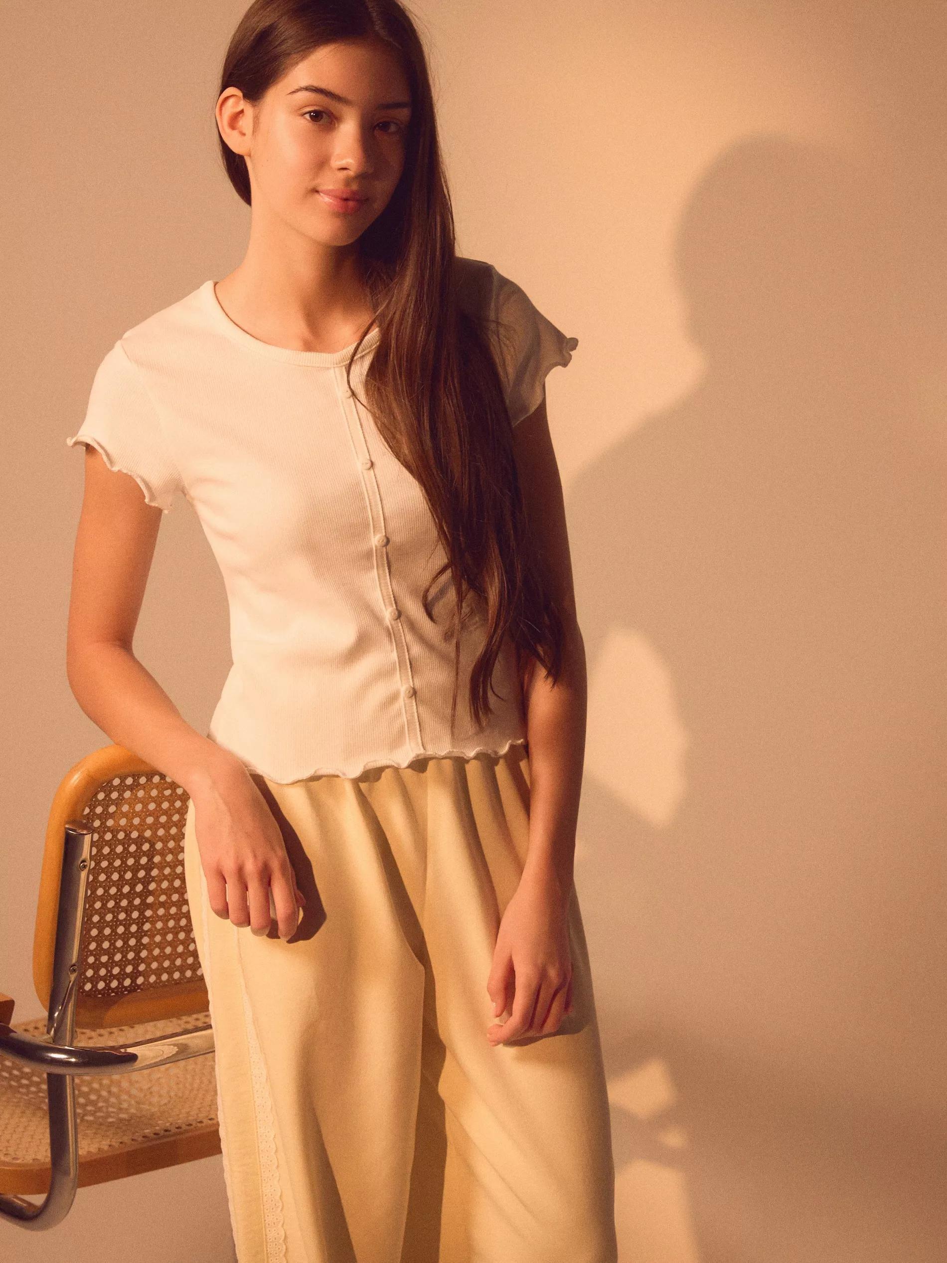 T-shirt with buttons, Ivory, large image number 5