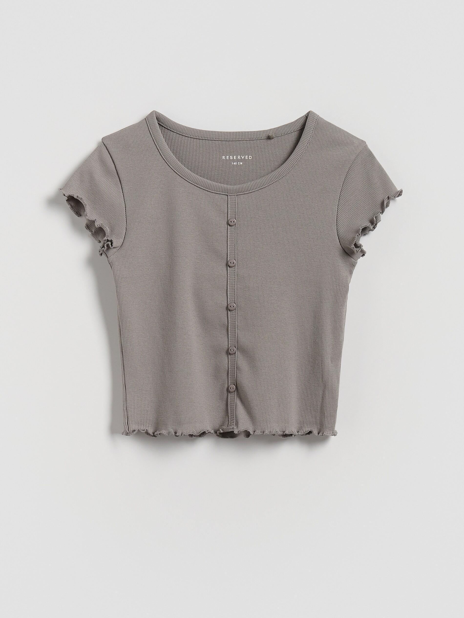 T-shirt with buttons, Grey, medium