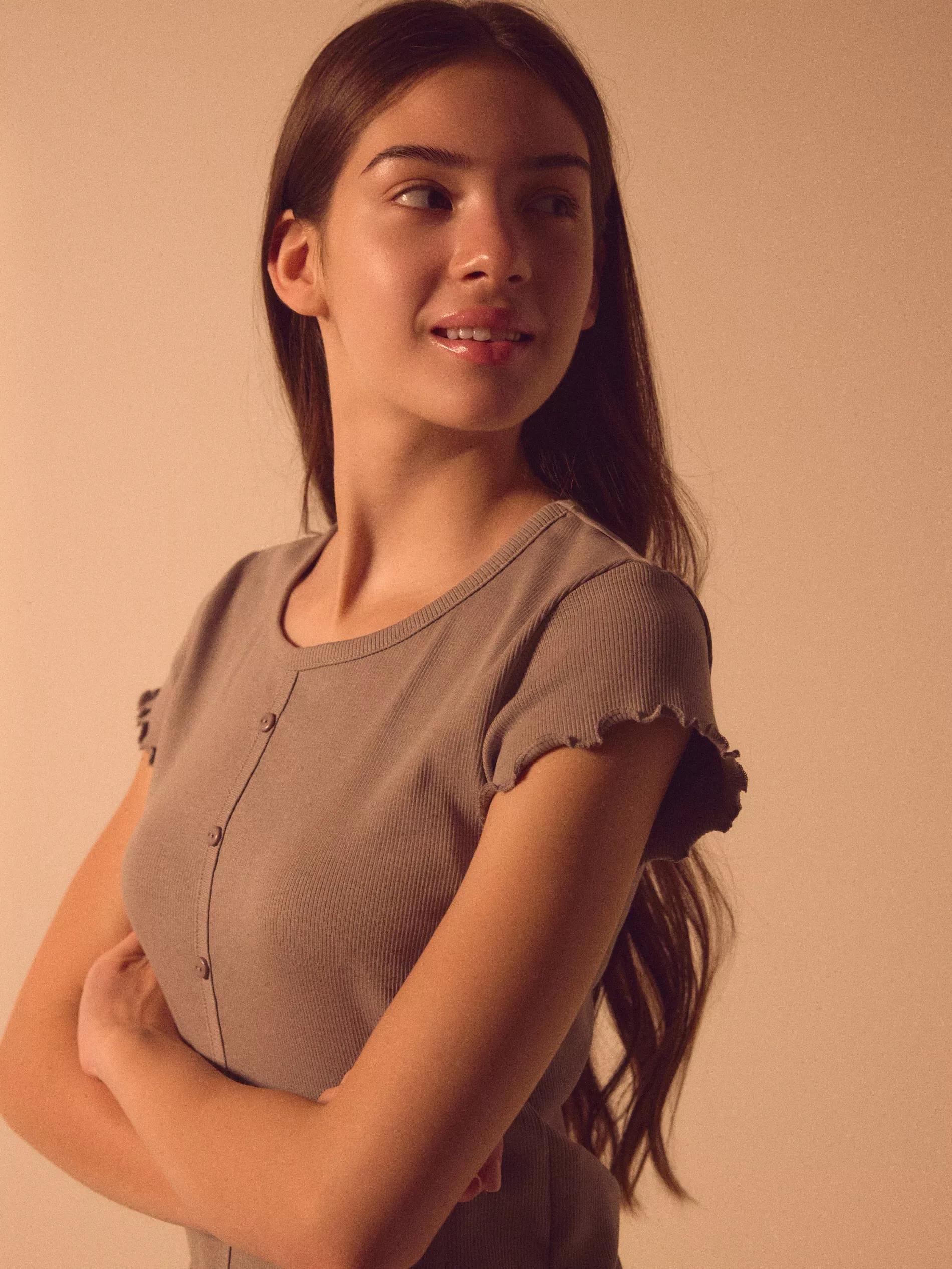 T-shirt with buttons, Grey, large image number 4