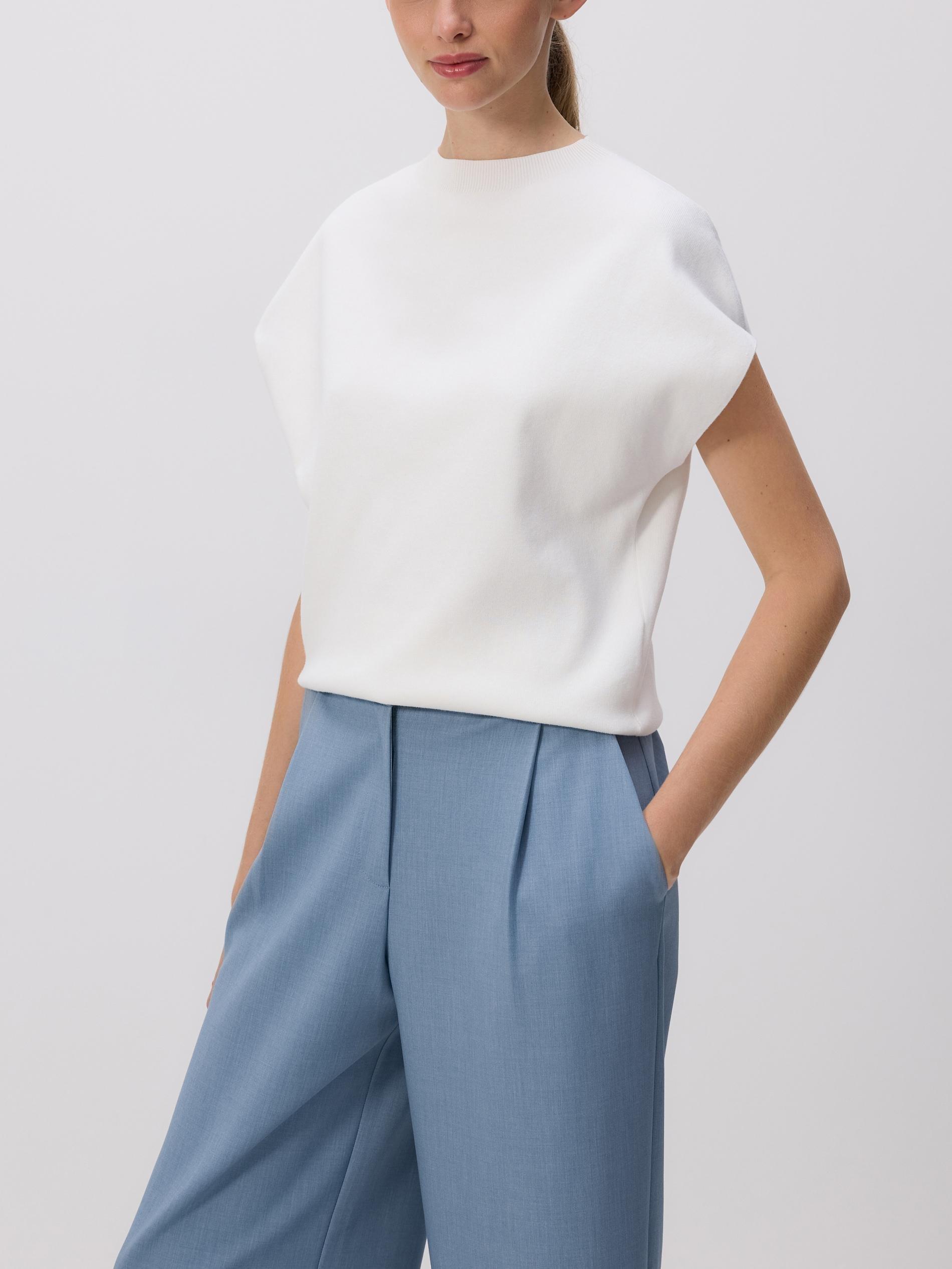 Cream Blouse With Stand Up Collar, Ivory, large image number 0