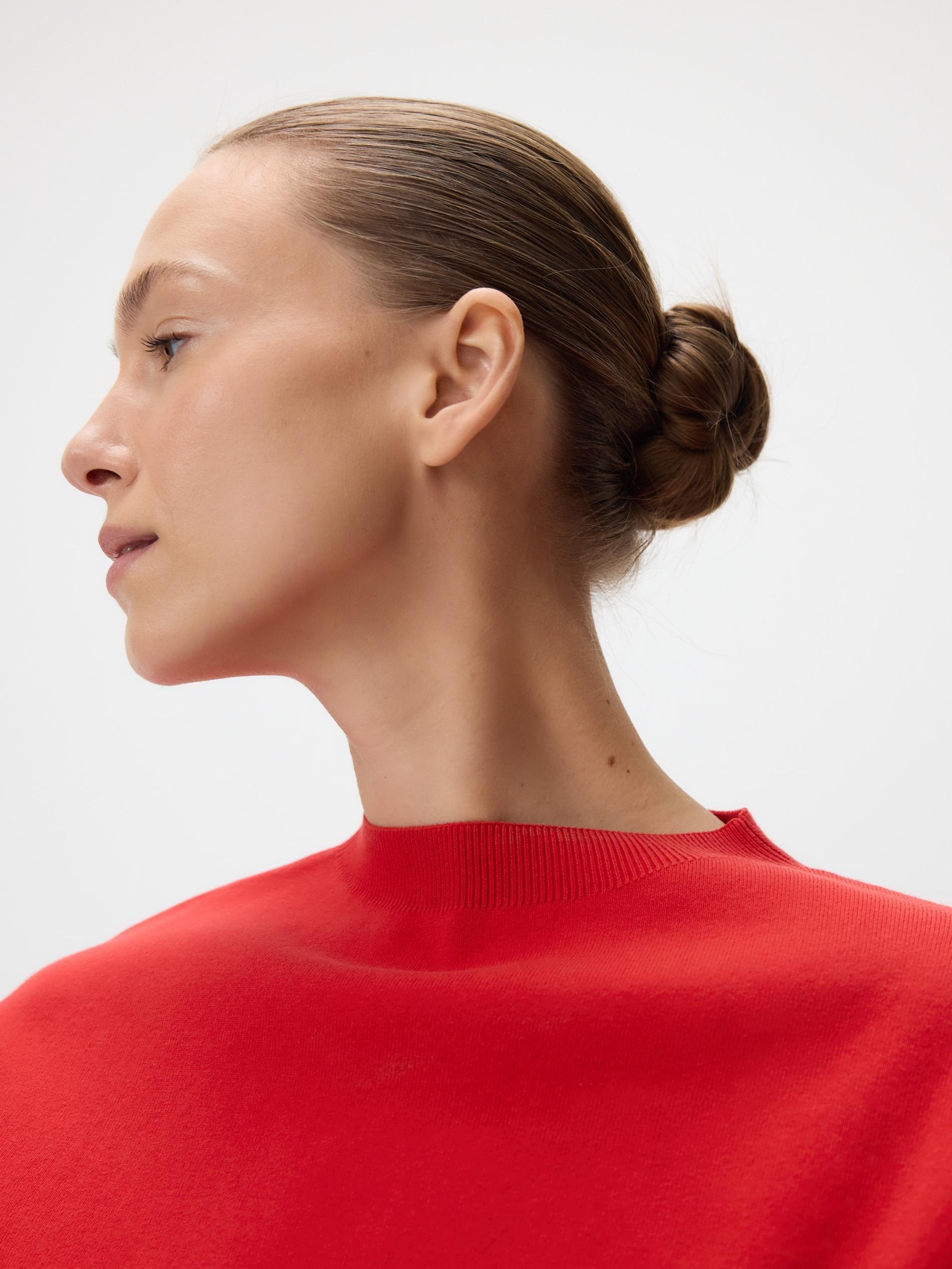 Red Blouse With Stand Up Collar, Red, large image number 1