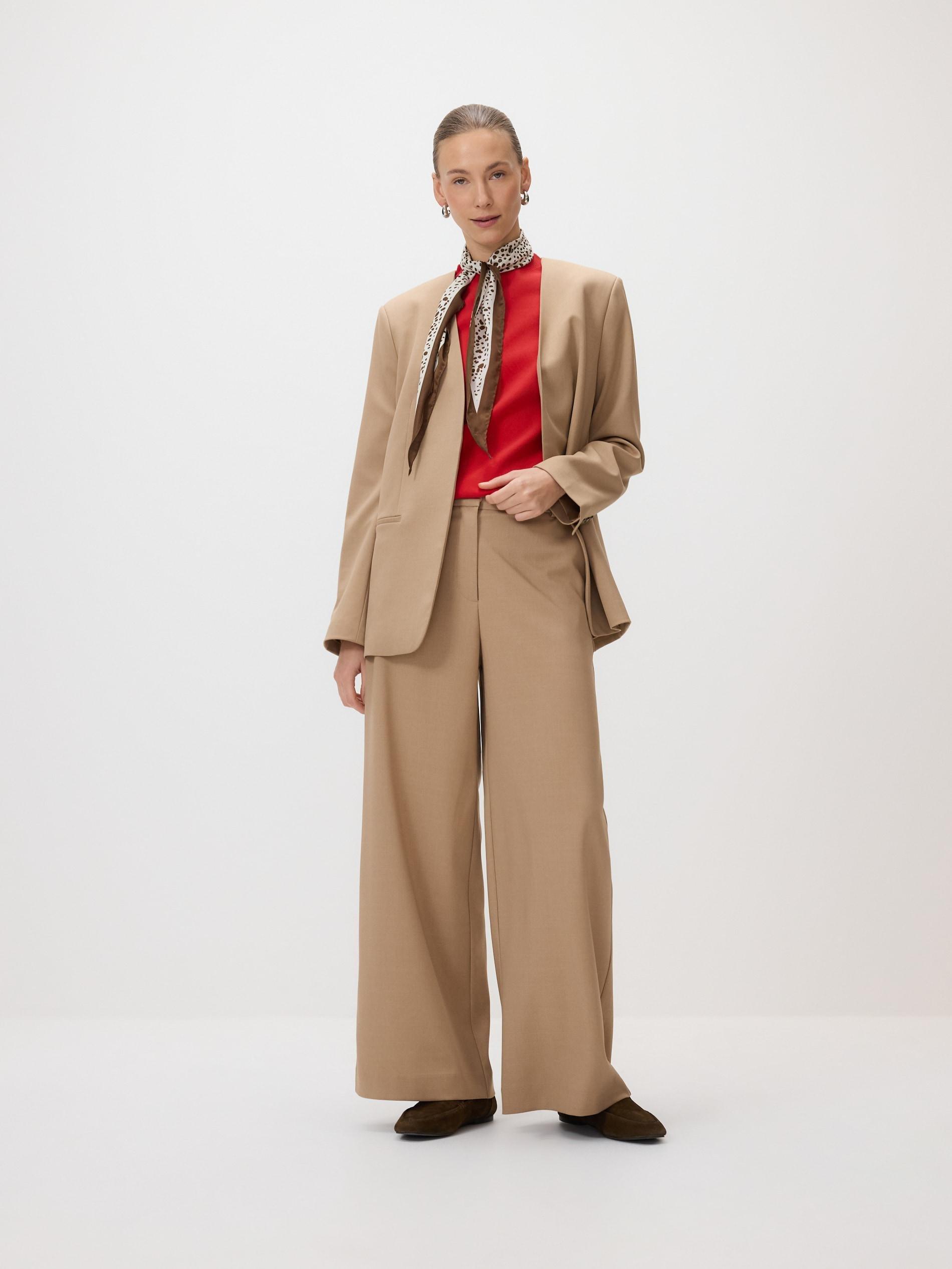 Red Blouse With Stand Up Collar, Red, large image number 2
