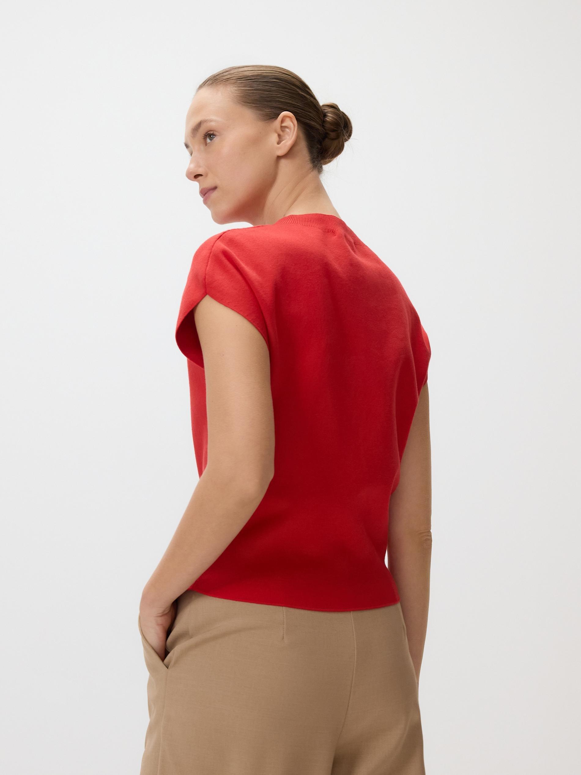 Red Blouse With Stand Up Collar, Red, large image number 3