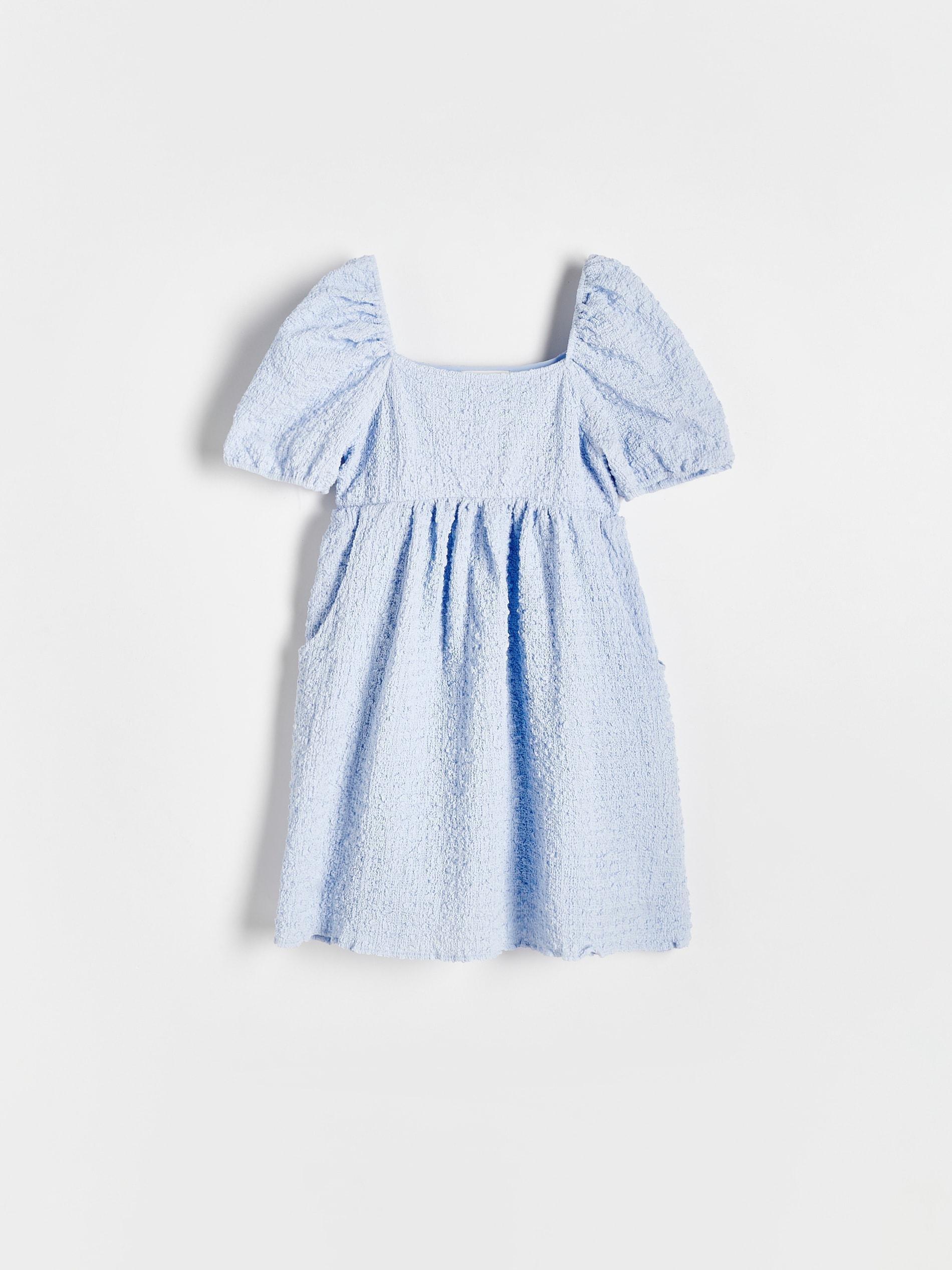 Blue Puff Sleeves Dress, Kids Girls, , large image number 4