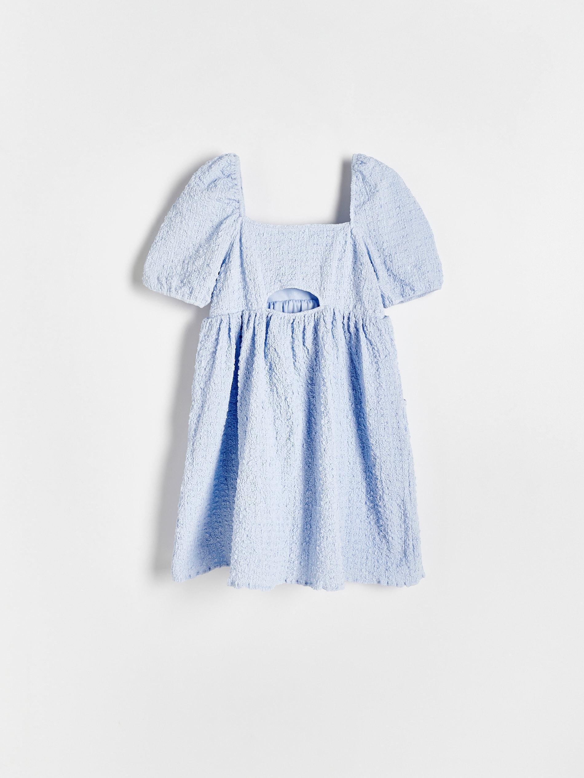 Blue Puff Sleeves Dress, Kids Girls, , large image number 5