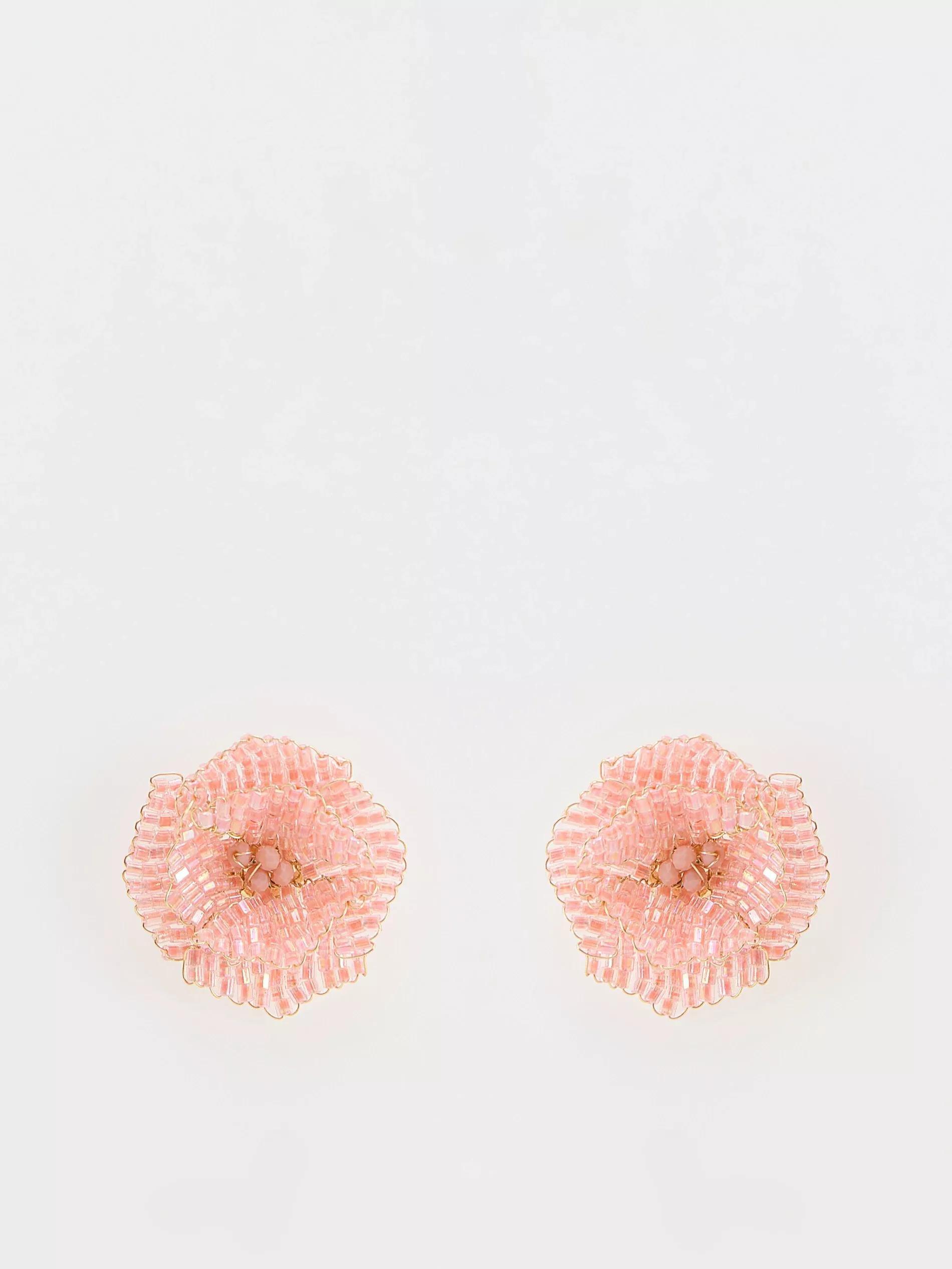 Orange Flower Earrings, Orange, large image number 0