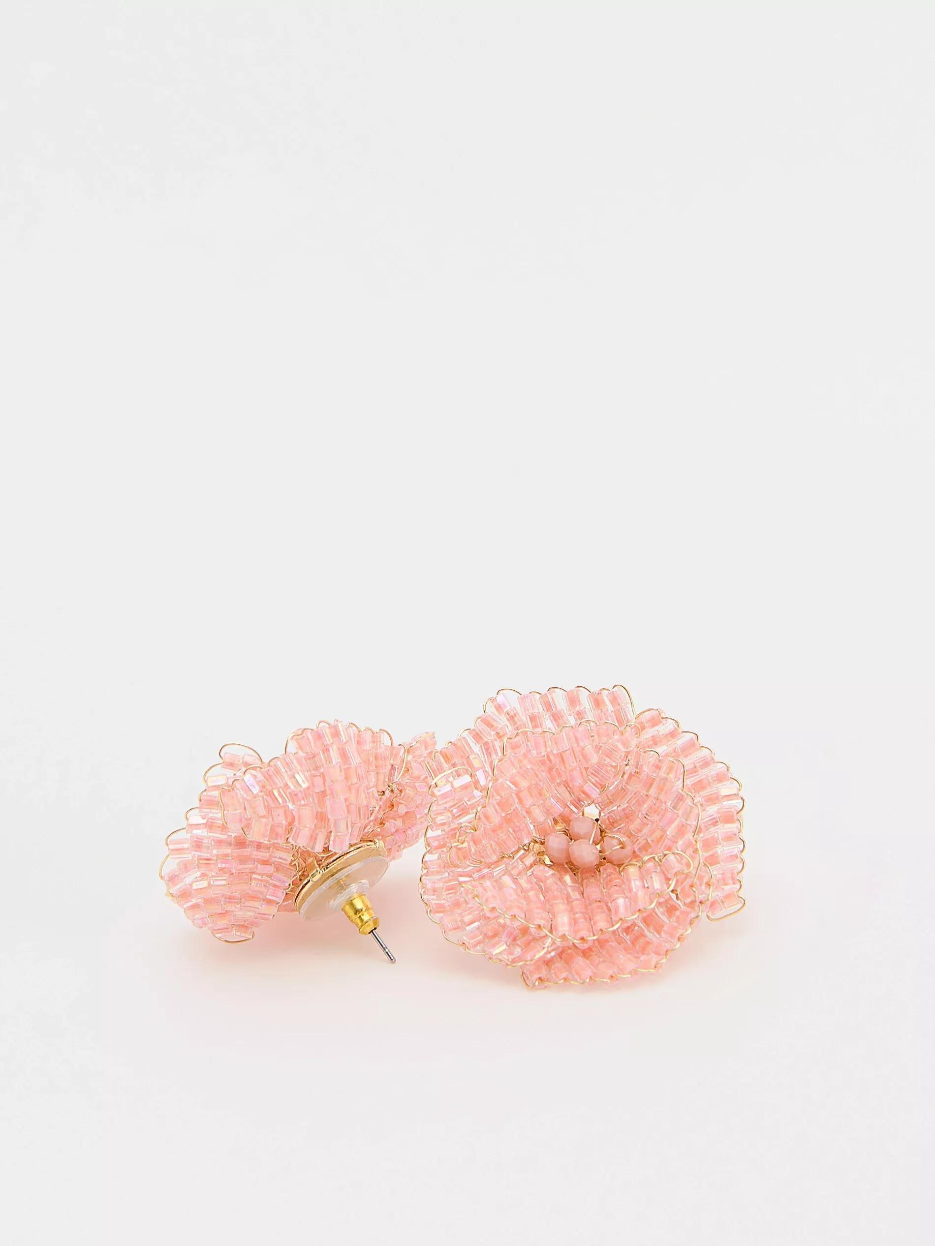 Orange Flower Earrings, Orange, large image number 1