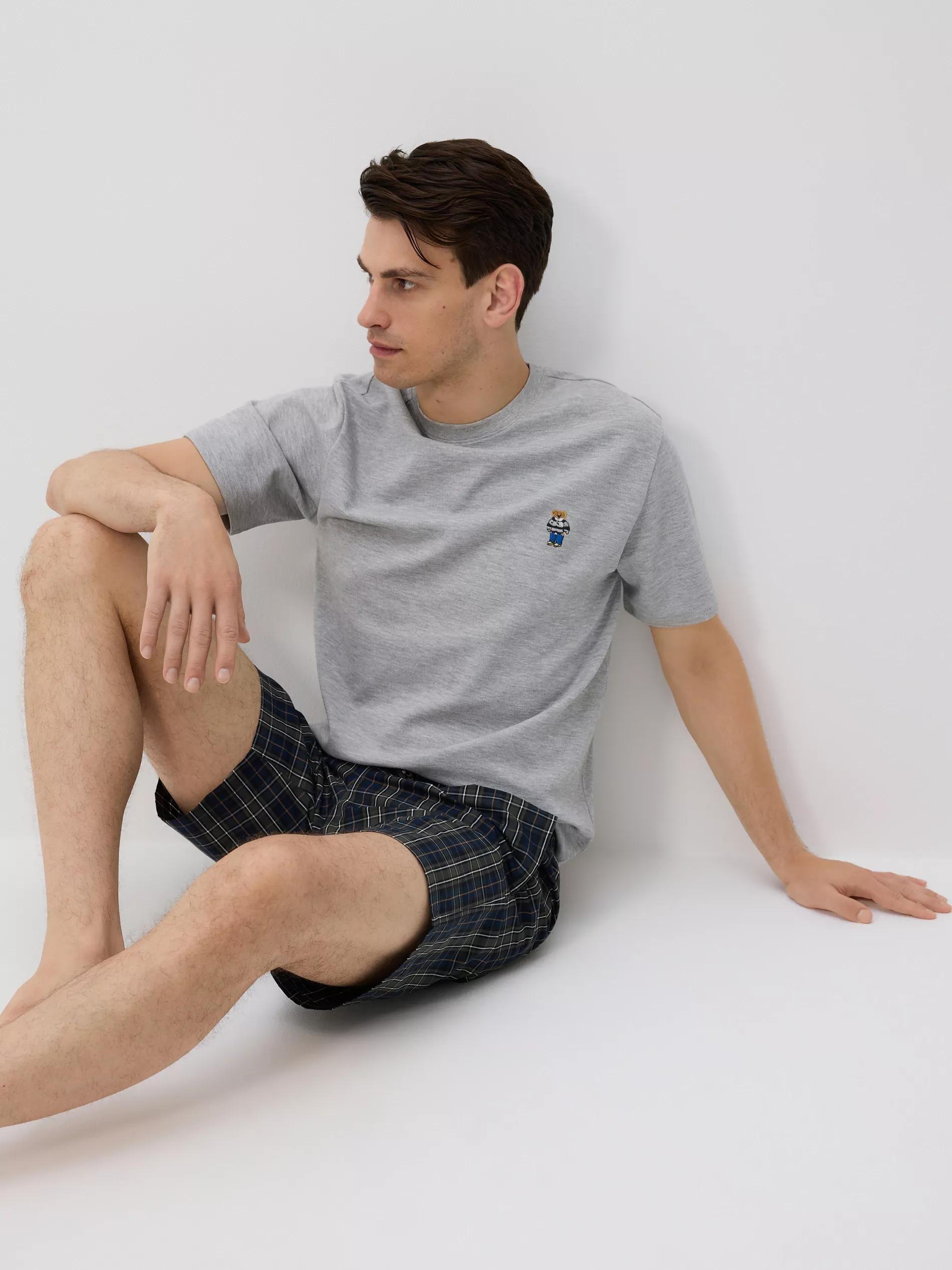 Two piece pyjama set with embroidery, Grey, large image number 0