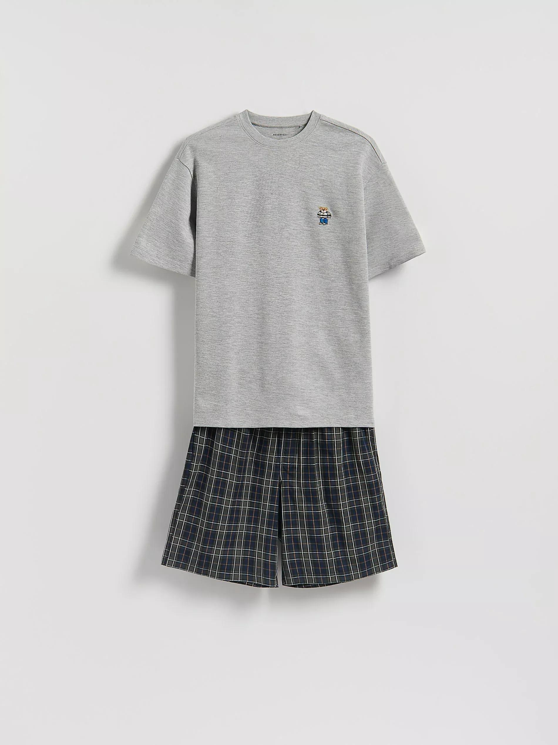 Two piece pyjama set with embroidery, Grey, large image number 4