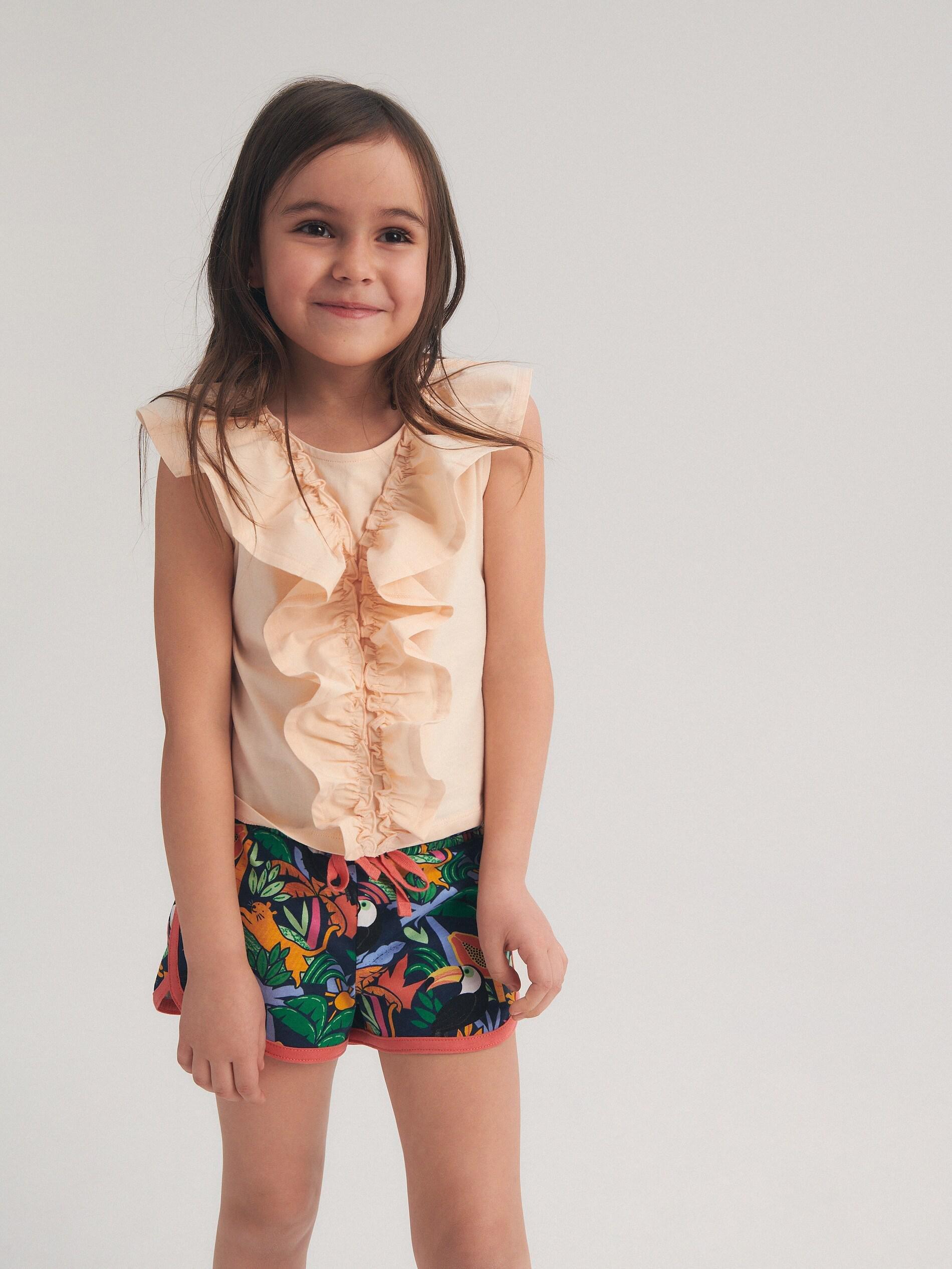 Nude Ruffle Top, Girls, , large image number 0