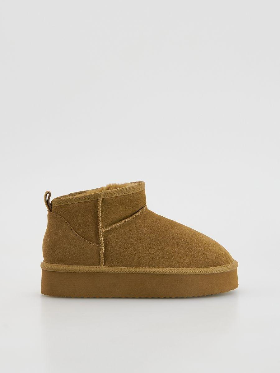 Beige Suede Snow Boots, Beige, large image number 0