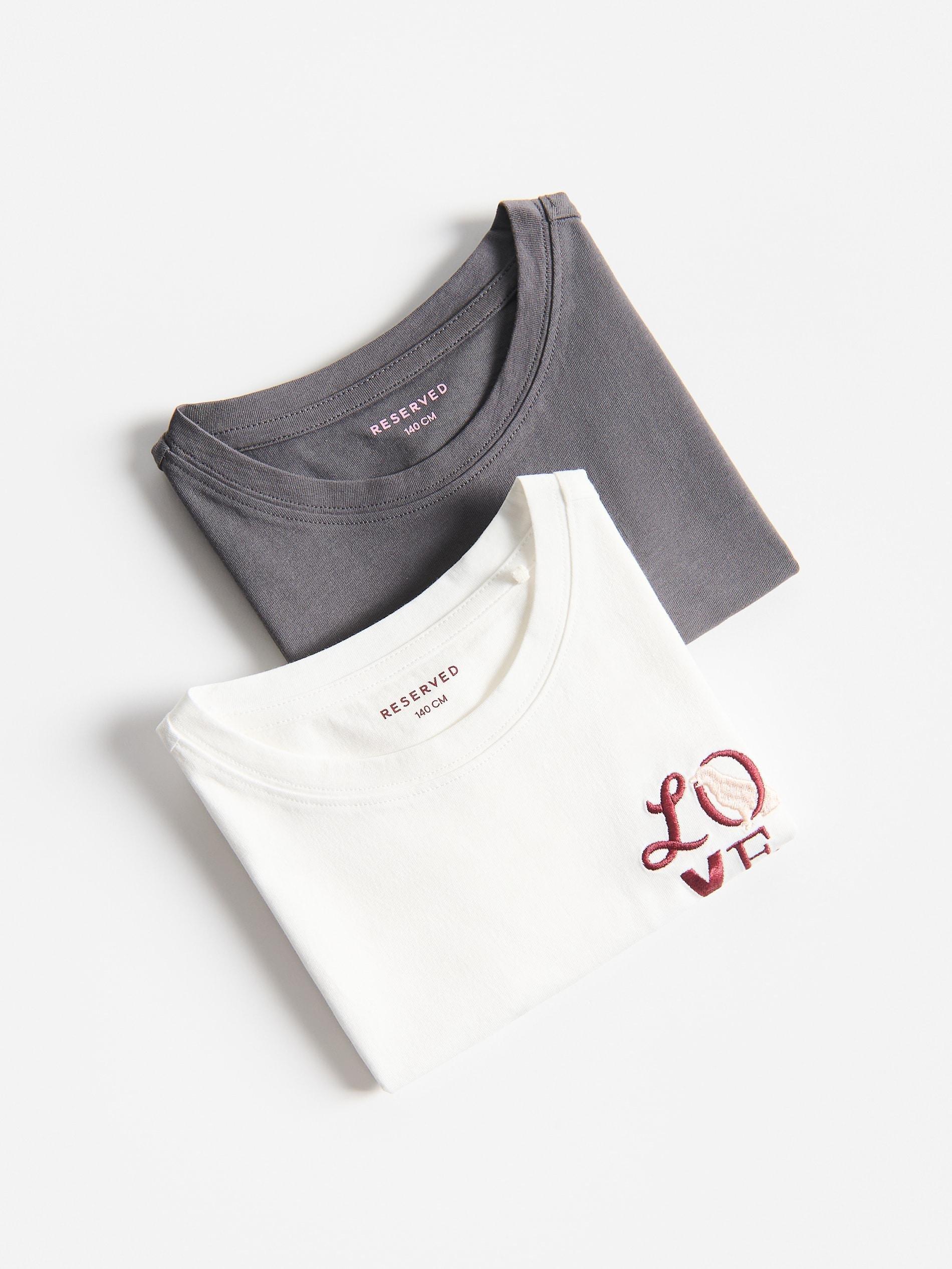 Multicolour Cotton T-Shirts With Embroidery Detail 2 Pack, Multicolor, medium