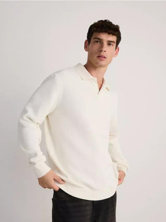 Cream Solid Sweat Jacket, , large image number 0