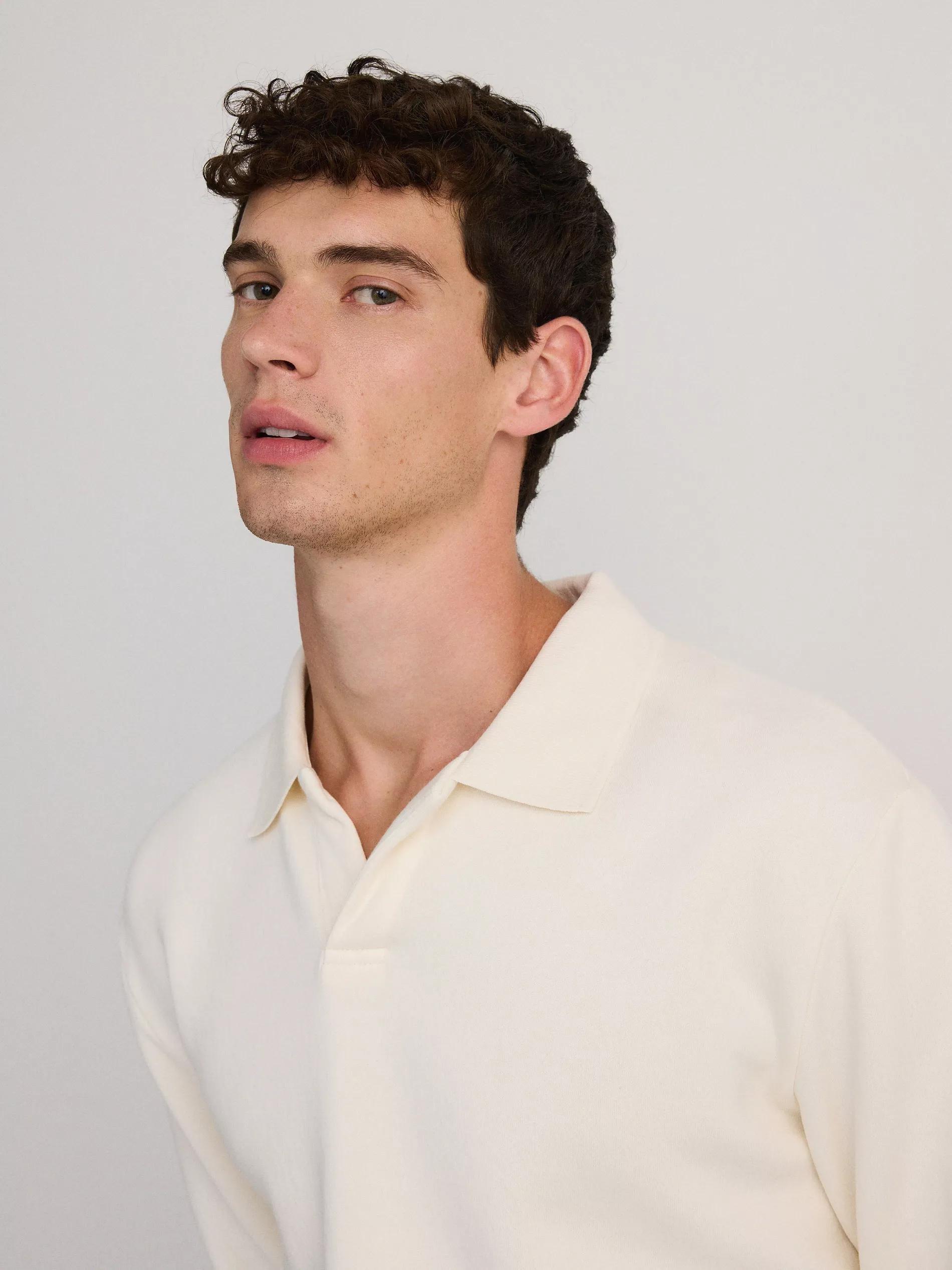 Cream Solid Sweat Jacket, , large image number 2