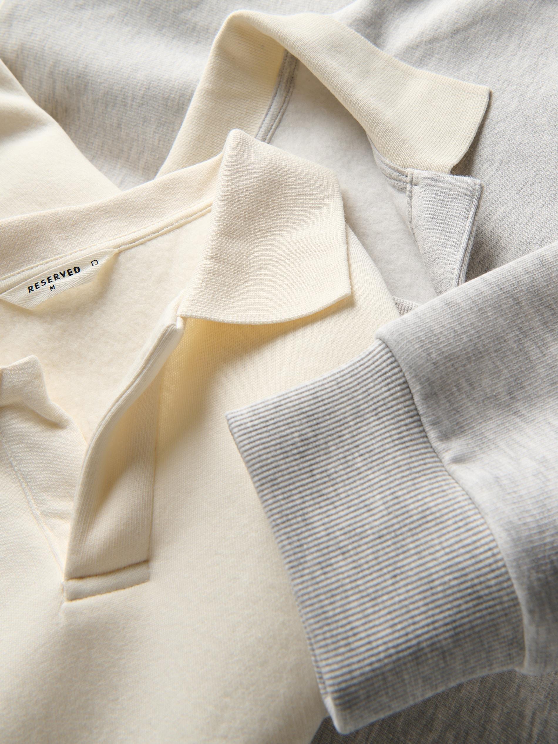 Cream Solid Sweat Jacket, , large image number 5