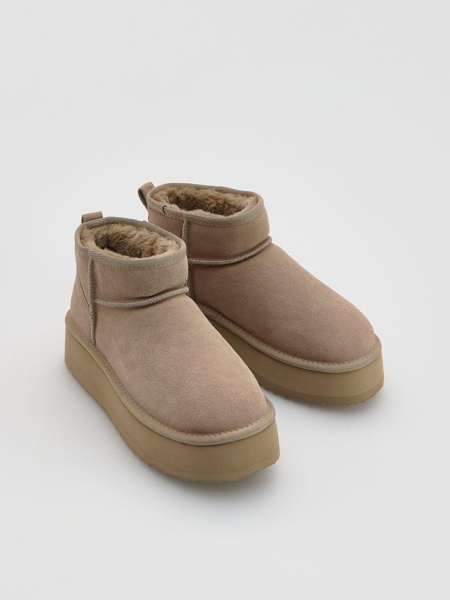 Grey Suede Snow Boots, Light grey, large image number 1