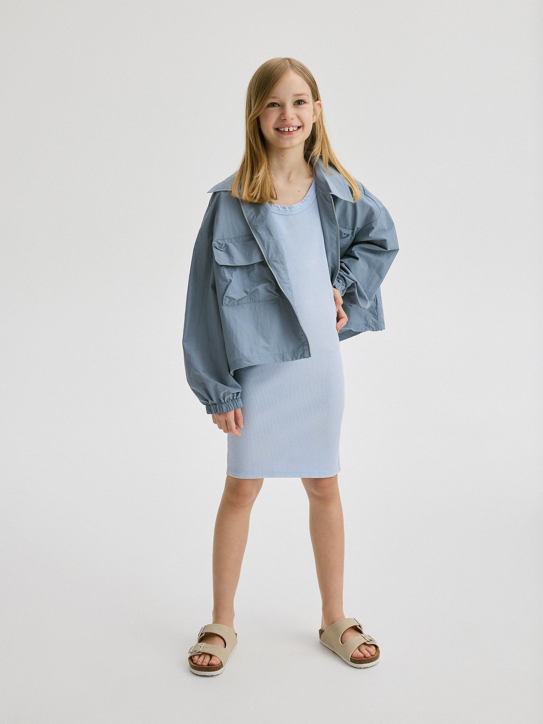 Blue Wash Effect Dress, Kids Girls, , large image number 4