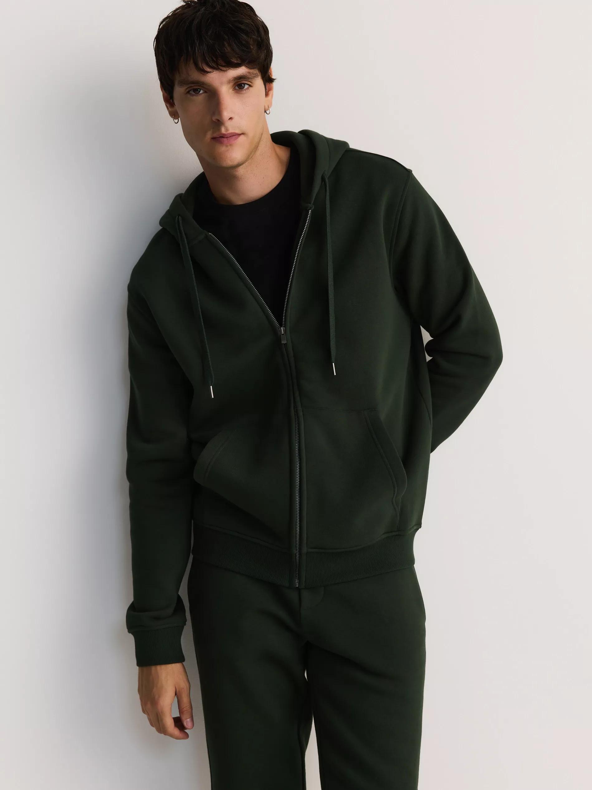 Green Zippered Hooded Jacket, , large image number 0