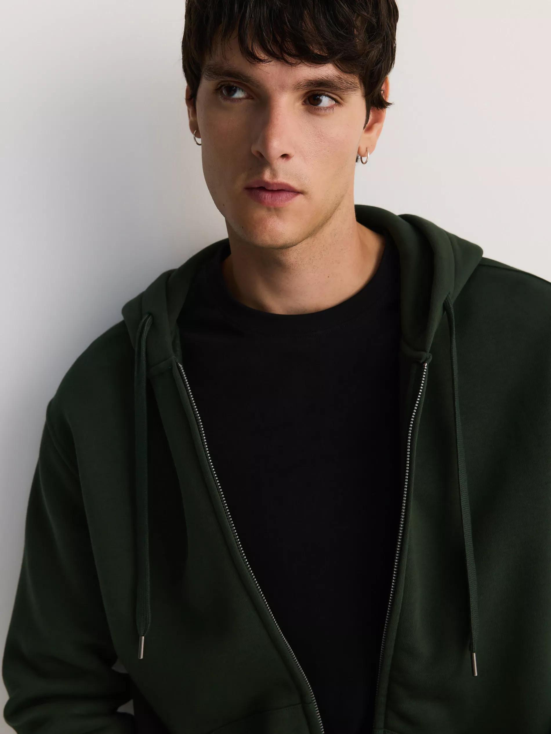Green Zippered Hooded Jacket, , large image number 2