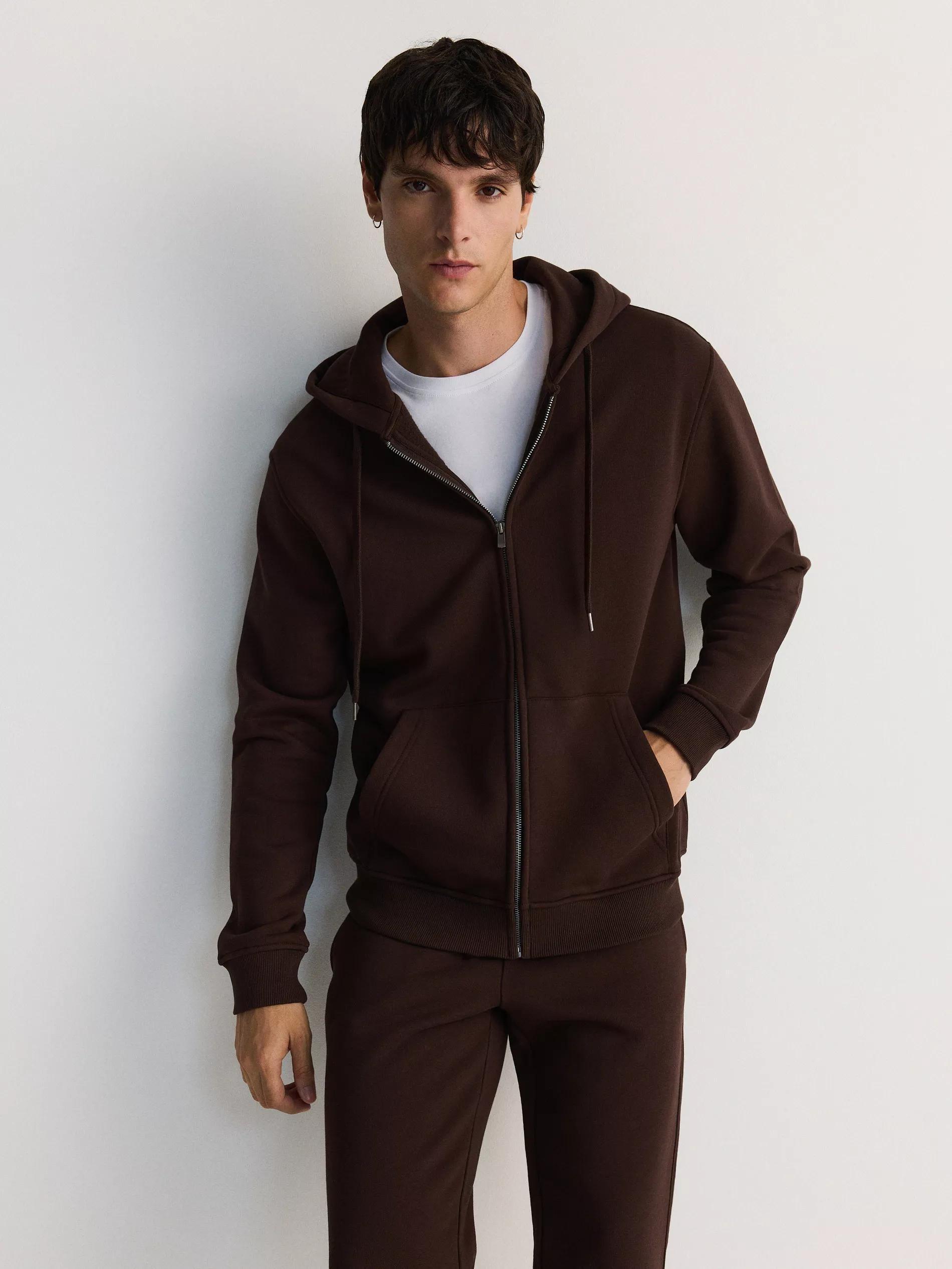 Brown Solid Regular Hoodie, , large image number 2