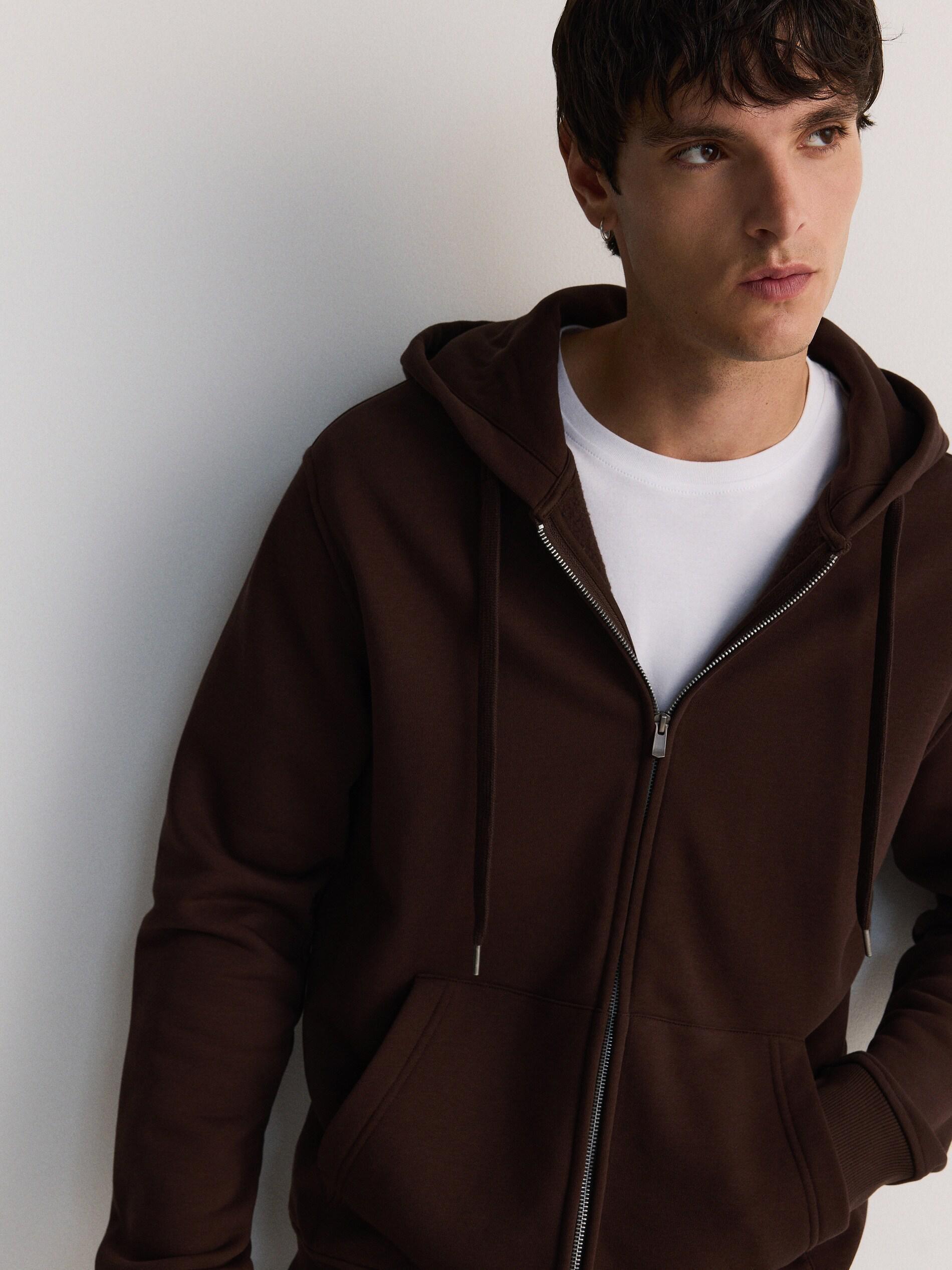 Brown Solid Regular Hoodie, , large image number 5