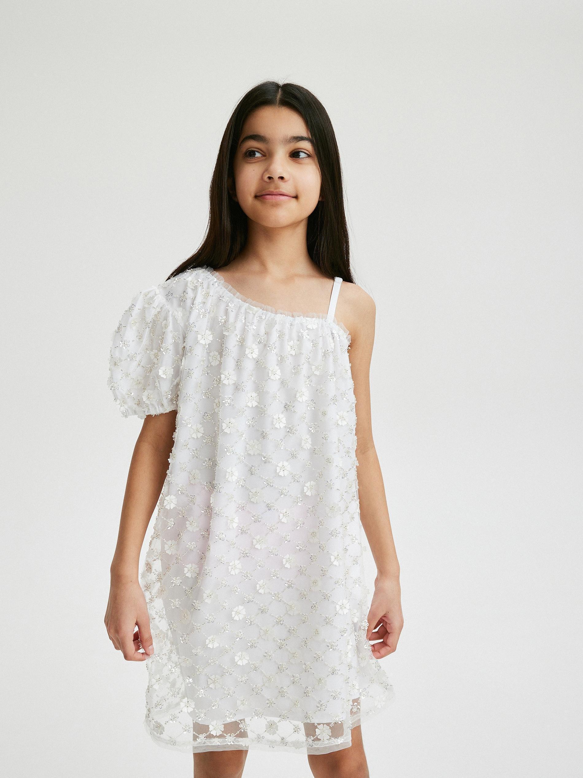 Reserved - White Sequin Dress, Kids Girls