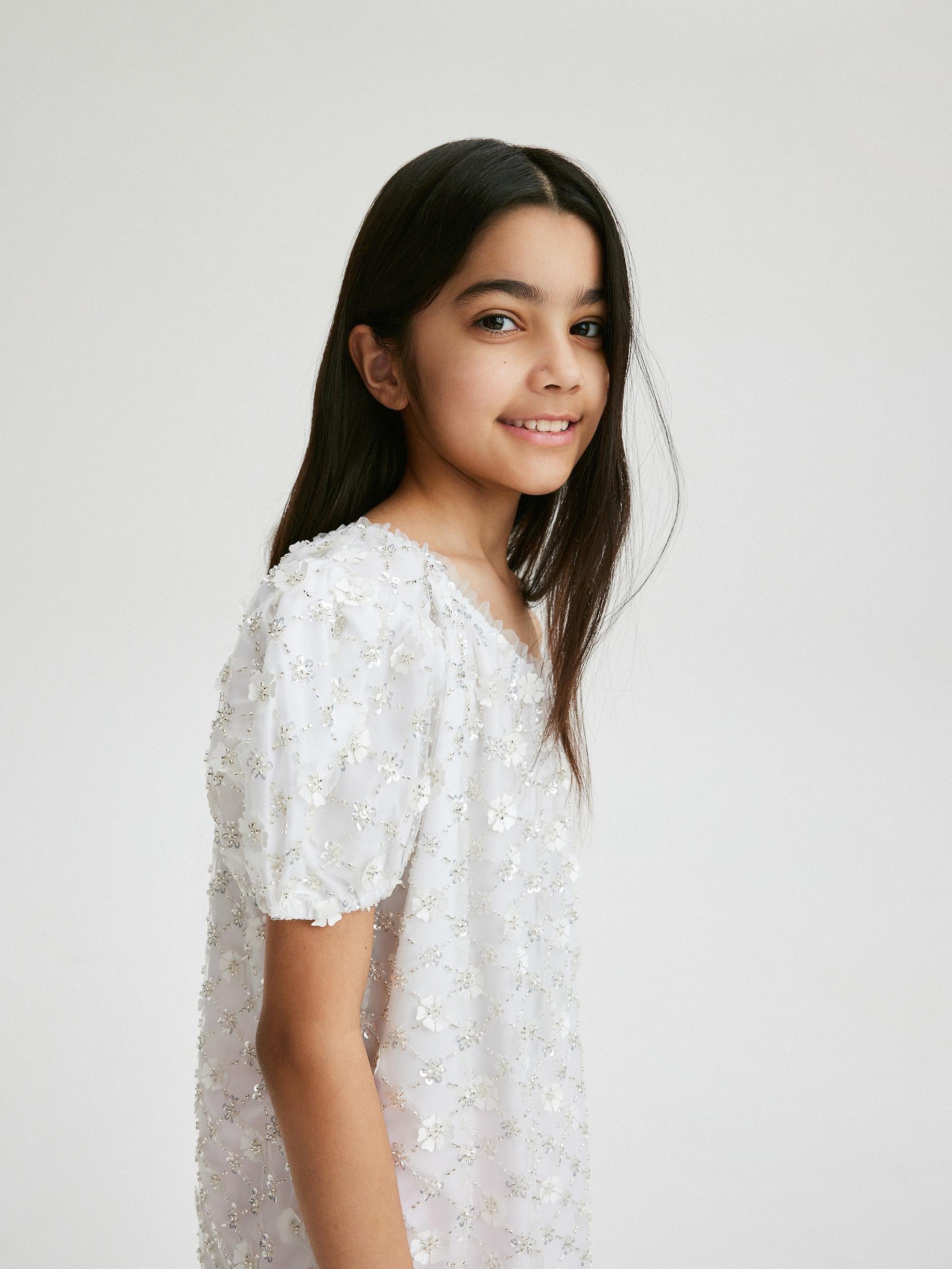 Reserved - White Sequin Dress, Kids Girls